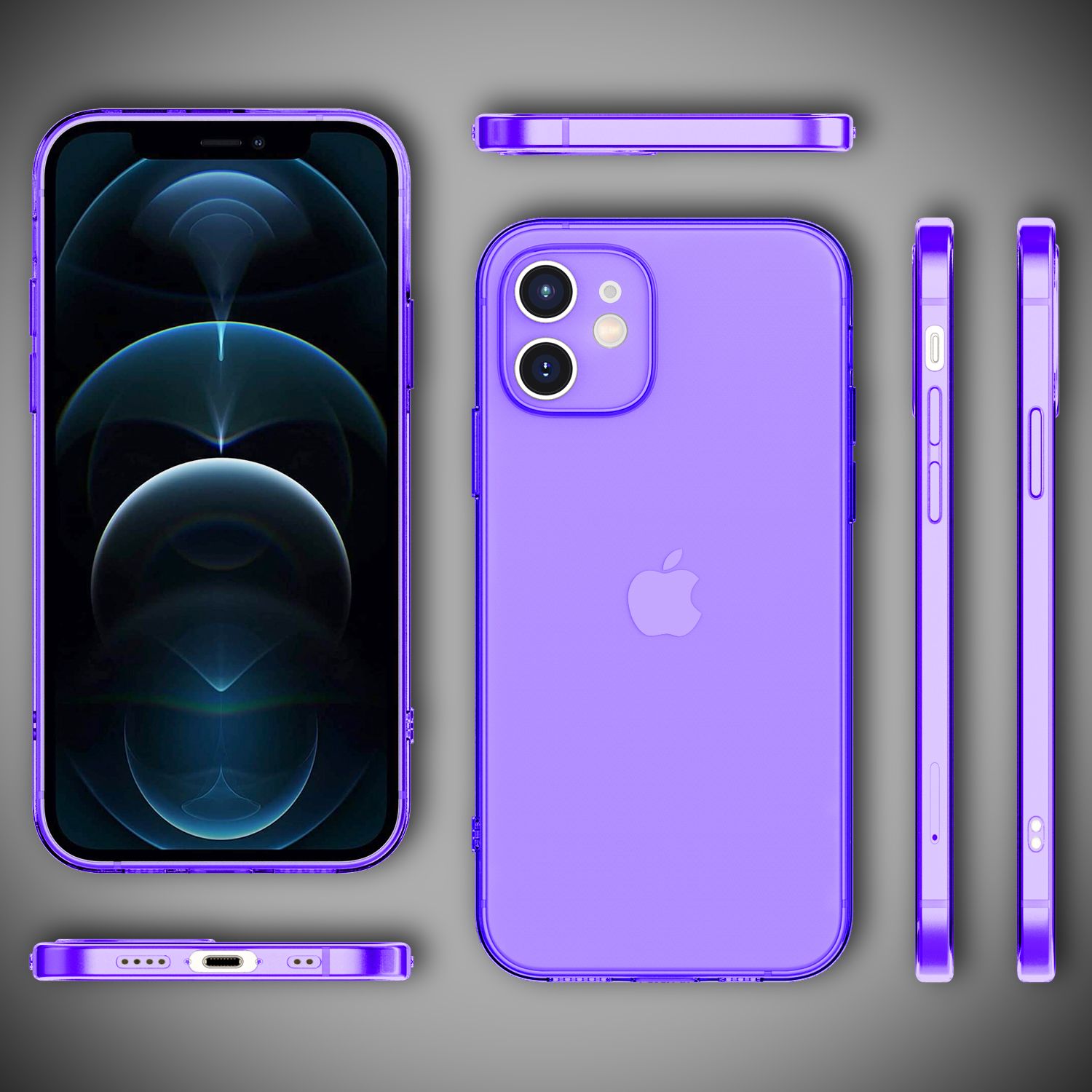 NALIA Klare Neon Handy Hülle für iPhone 12 Mini, Bunt Durchsichtig Cover Case