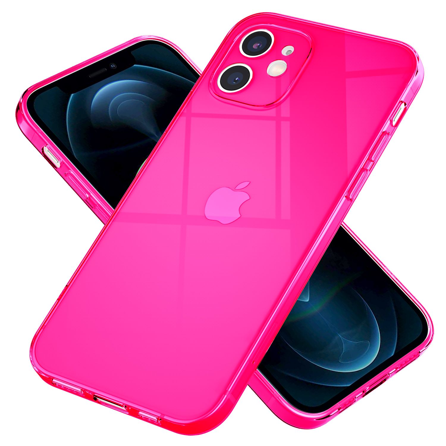 NALIA Klare Neon Handy Hülle für iPhone 12, Bunt Durchsichtig Schutz Case Cover