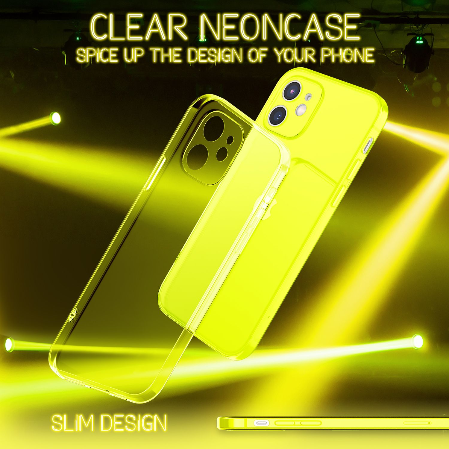 NALIA Klare Neon Handy Hülle für iPhone 12, Bunt Durchsichtig Schutz Case Cover Gelb NALIA Neon Hülle