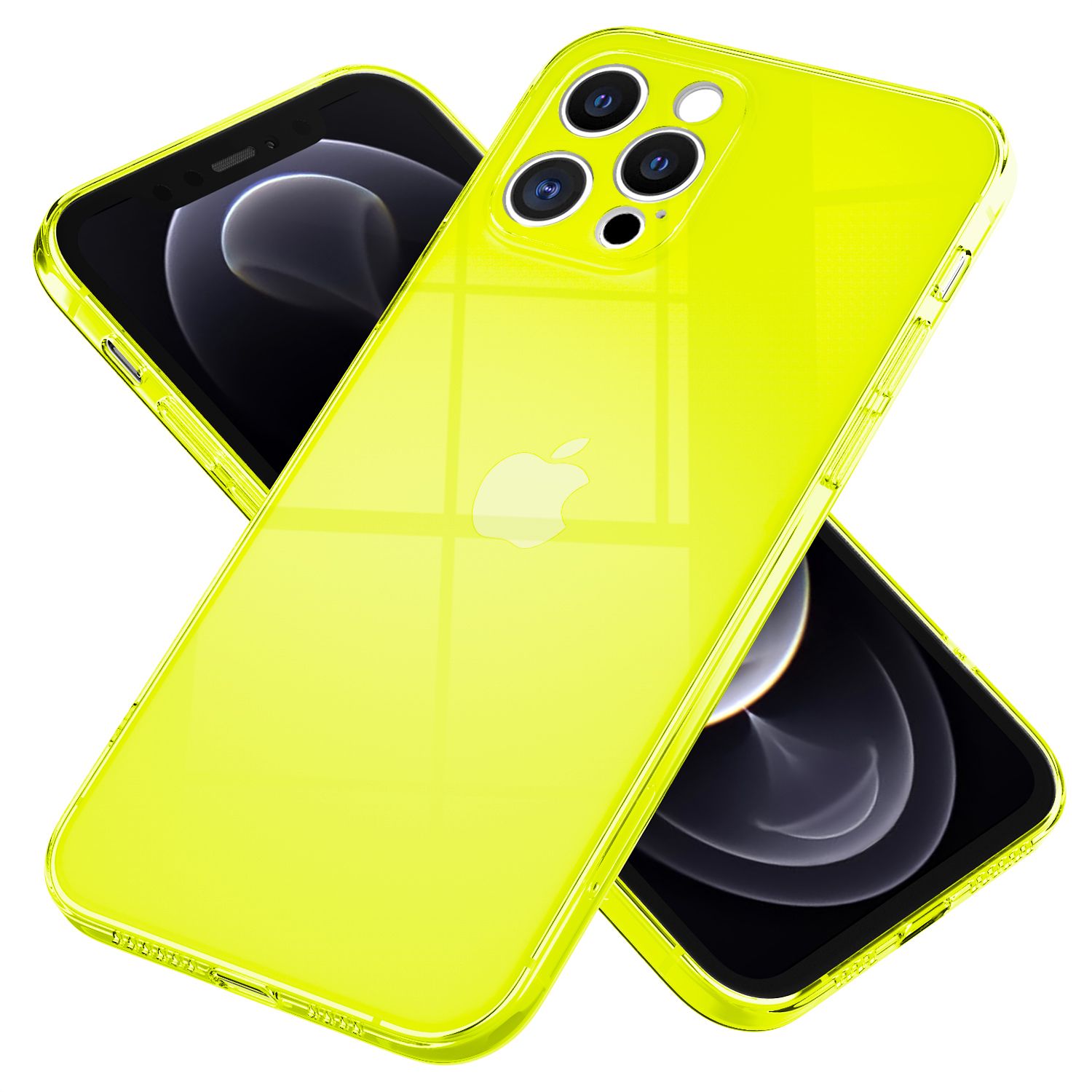 NALIA Klare Neon Handy Hülle für iPhone 12 Pro Max, Bunt Durchsichtig Cover Case Gelb NALIA Transparente Hülle