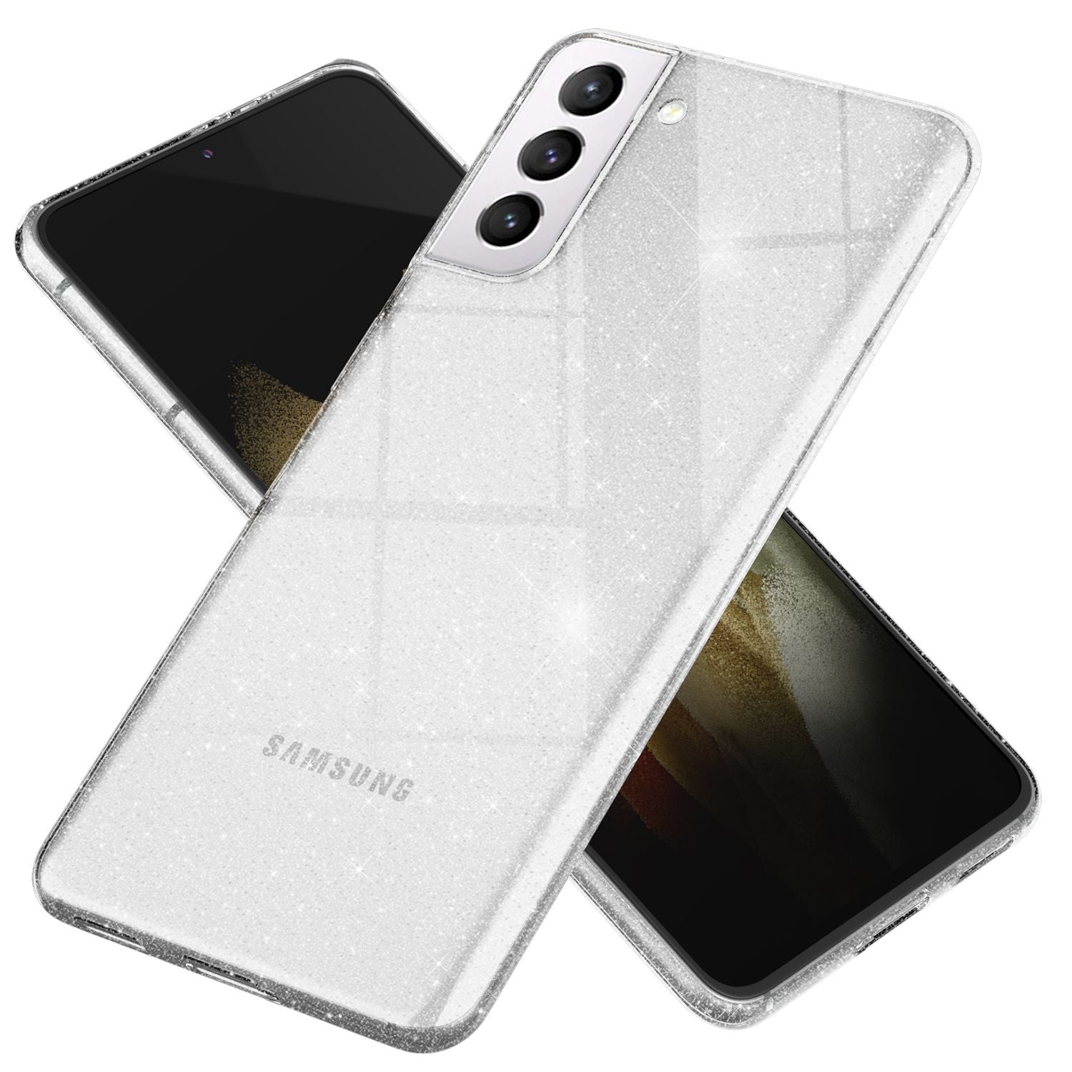 NALIA Glitzer Handy Hülle für Samsung Galaxy S21, Glitzer Handyhülle Cover Schutz Etui
