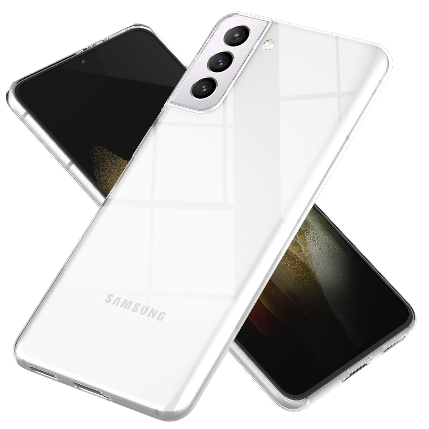 NALIA Handy Hülle für Samsung Galaxy S21, Durchsichtiger Silikon Schutz Bumper