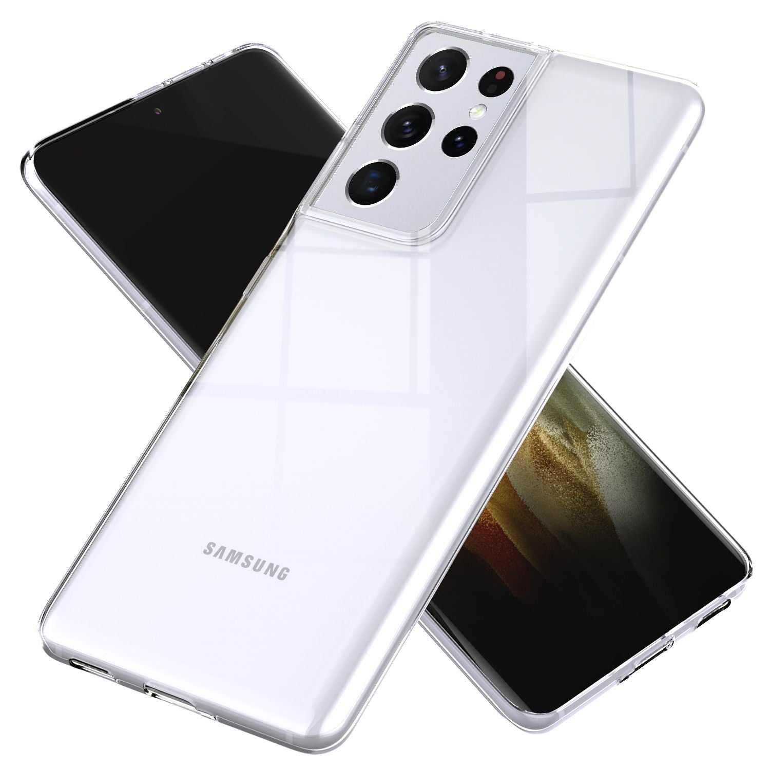 NALIA Handy Hülle für Samsung Galaxy S21 Ultra, Durchsichtig Silikon Schutz Etui