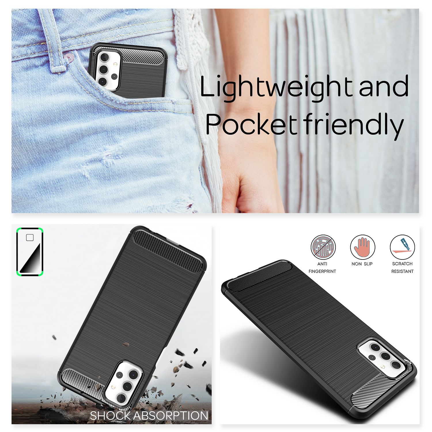 NALIA Design Handy Hülle für Samsung Galaxy A32 5G, Carbon Look Case Cover Bumper Default Title NALIA Protective Hülle