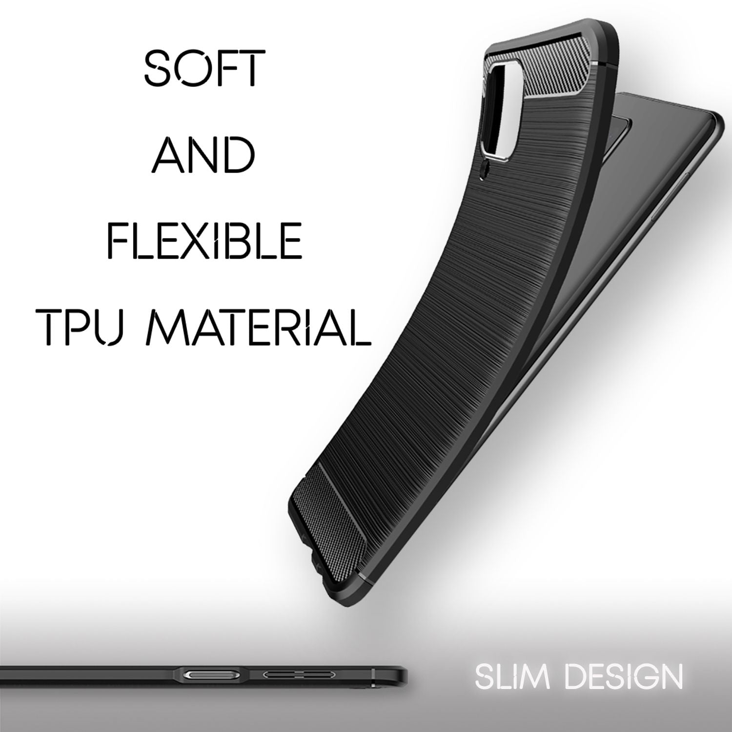 NALIA Design Handy Hülle für Samsung Galaxy A12, Carbon Look Case Cover Bumper Default Title NALIA Protective Hülle