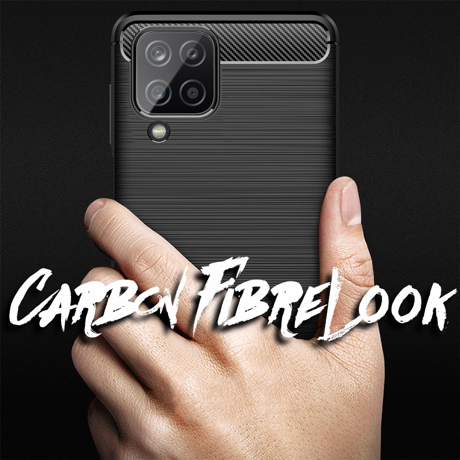 NALIA Design Handy Hülle für Samsung Galaxy A12, Carbon Look Case Cover Bumper Default Title NALIA Protective Hülle
