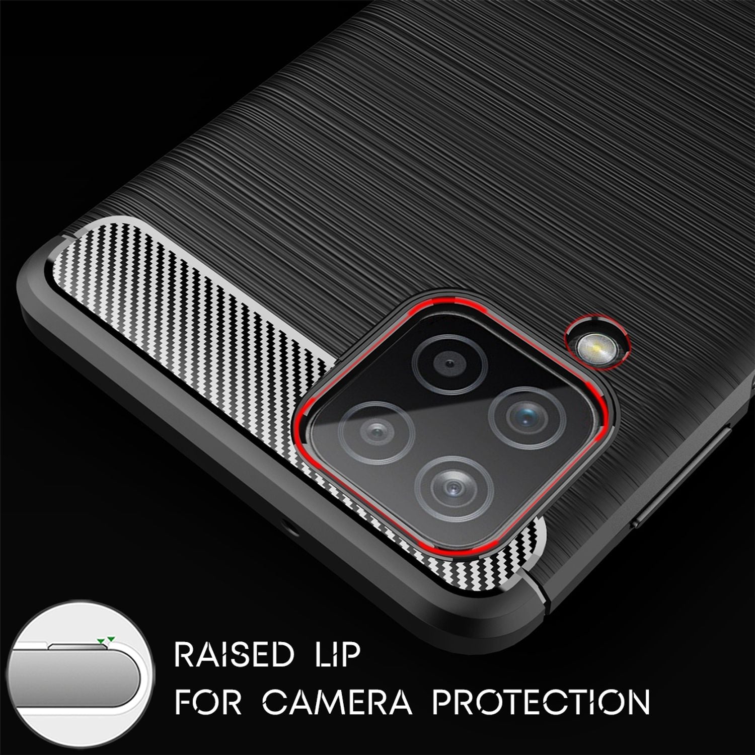 NALIA Design Handy Hülle für Samsung Galaxy A12, Carbon Look Case Cover Bumper Default Title NALIA Protective Hülle