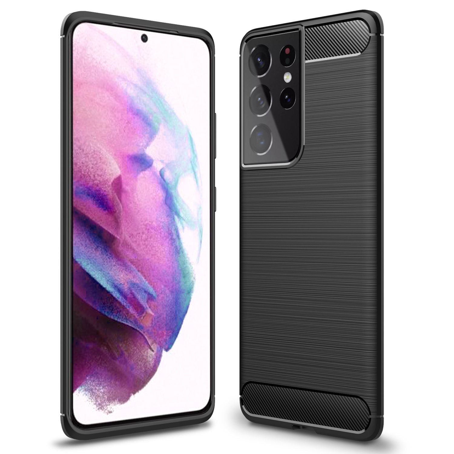 NALIA Design Handy Hülle für Samsung Galaxy S21 Ultra, Carbon Look Case Cover