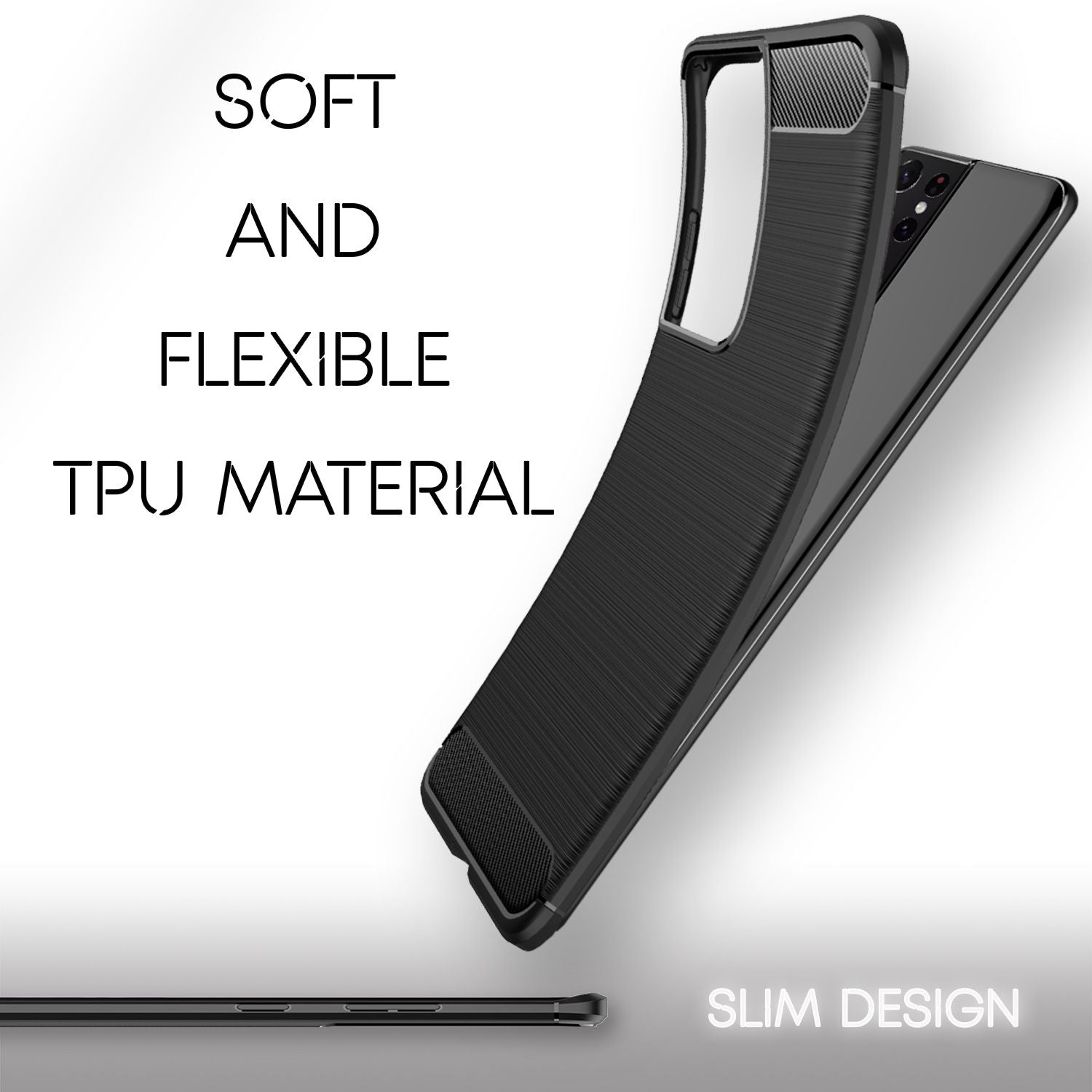 NALIA Design Handy Hülle für Samsung Galaxy S21 Ultra, Carbon Look Case Cover Default Title NALIA Protective Hülle