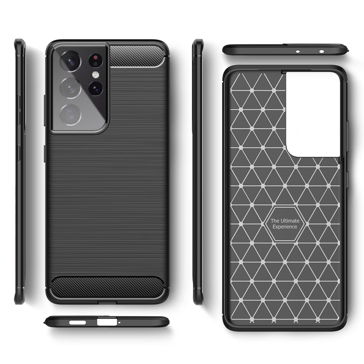 NALIA Design Handy Hülle für Samsung Galaxy S21 Ultra, Carbon Look Case Cover Default Title NALIA Protective Hülle