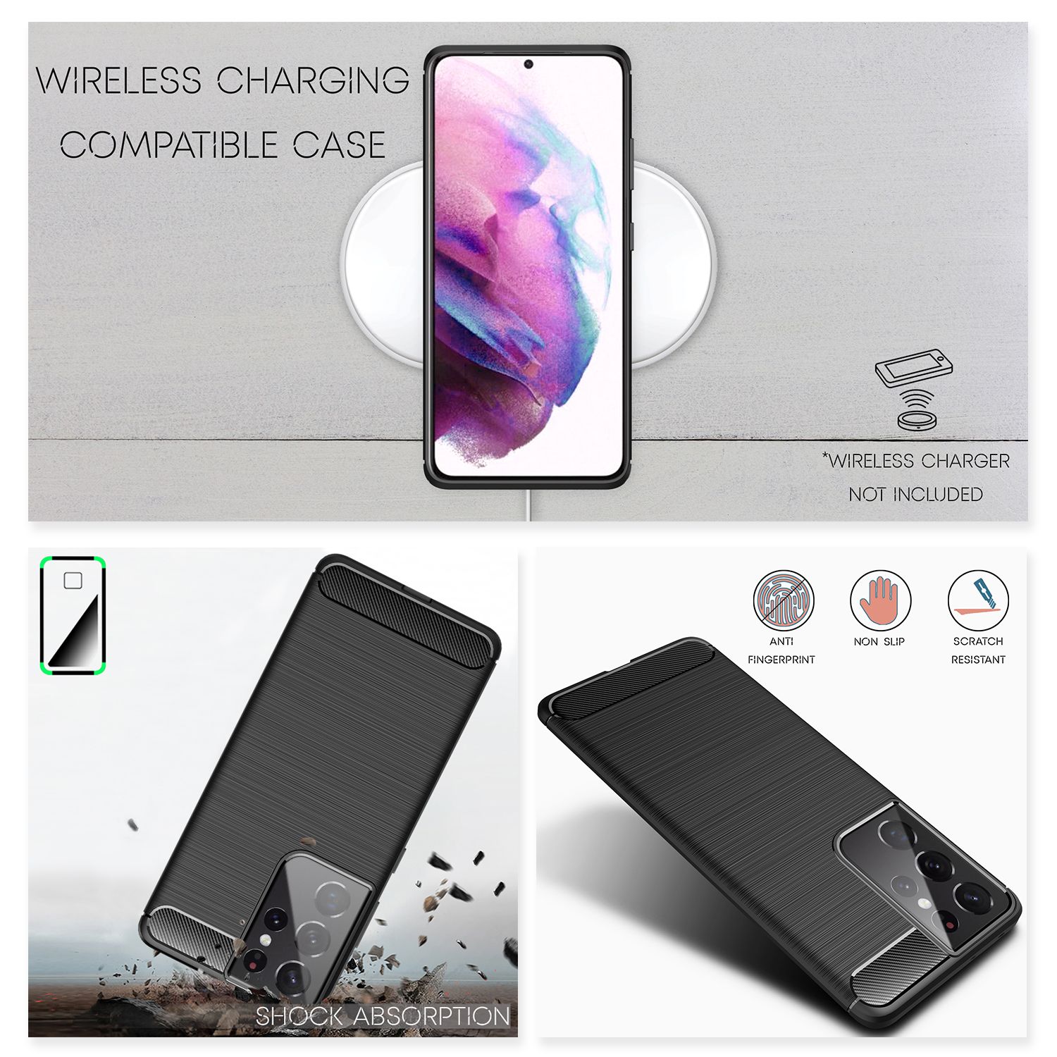 NALIA Design Handy Hülle für Samsung Galaxy S21 Ultra, Carbon Look Case Cover Default Title NALIA Protective Hülle