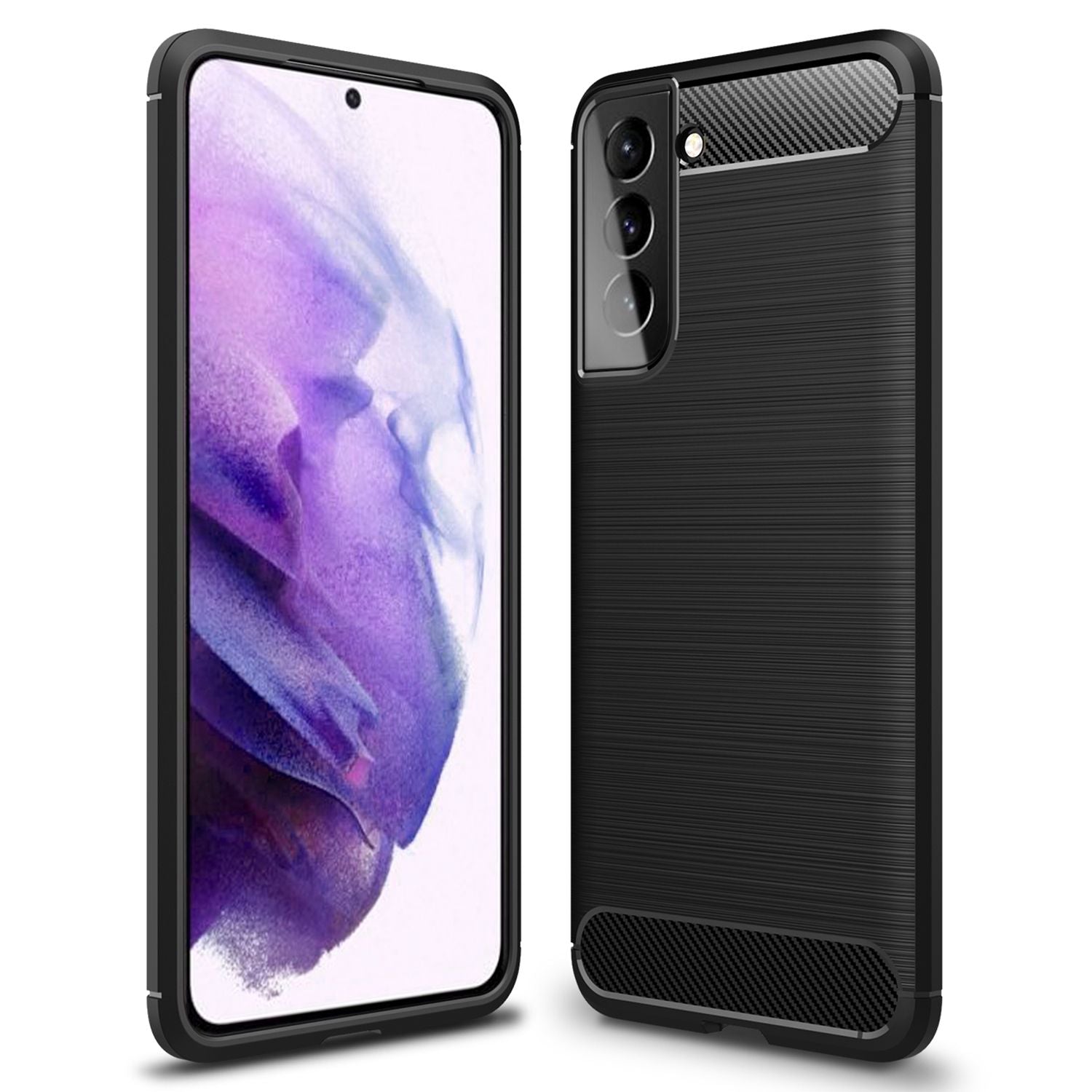 NALIA Design Handy Hülle für Samsung Galaxy S21 Plus, Carbon Look Case Cover