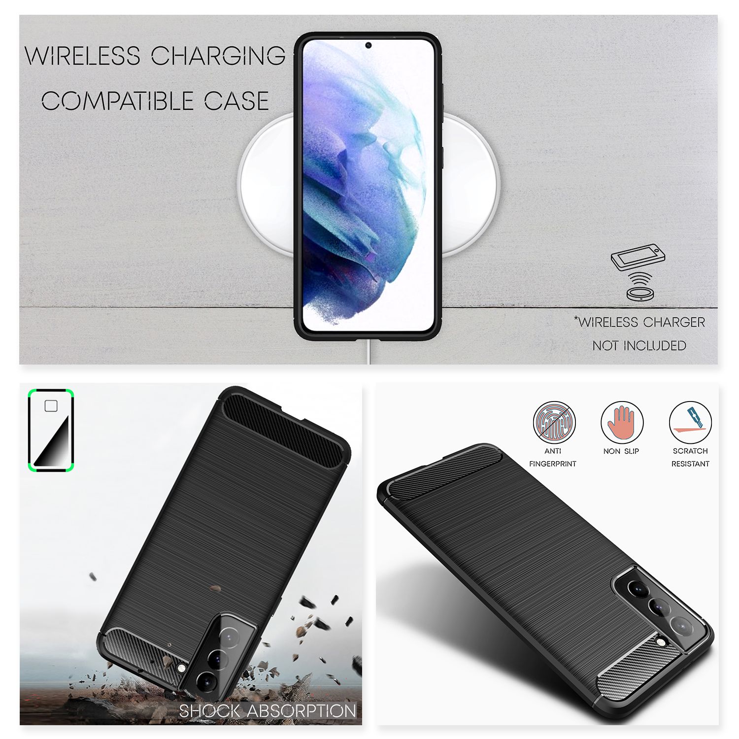 NALIA Design Handy Hülle für Samsung Galaxy S21, Carbon Look Case Cover Bumper Default Title NALIA Protective Hülle