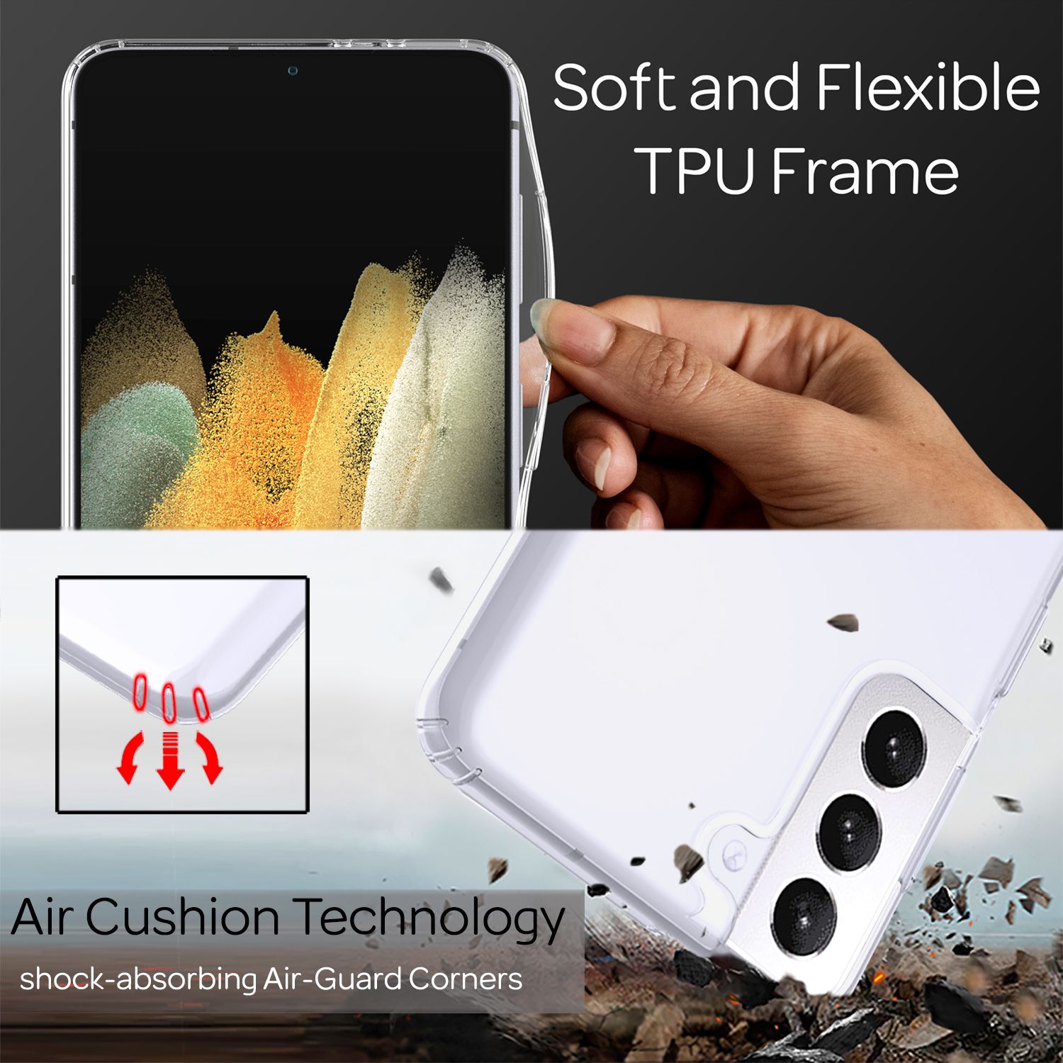 NALIA Klare Handy Schutz Hülle für Samsung Galaxy S21 Plus, Hard Case Cover Etui Default Title NALIA Transparente Hülle