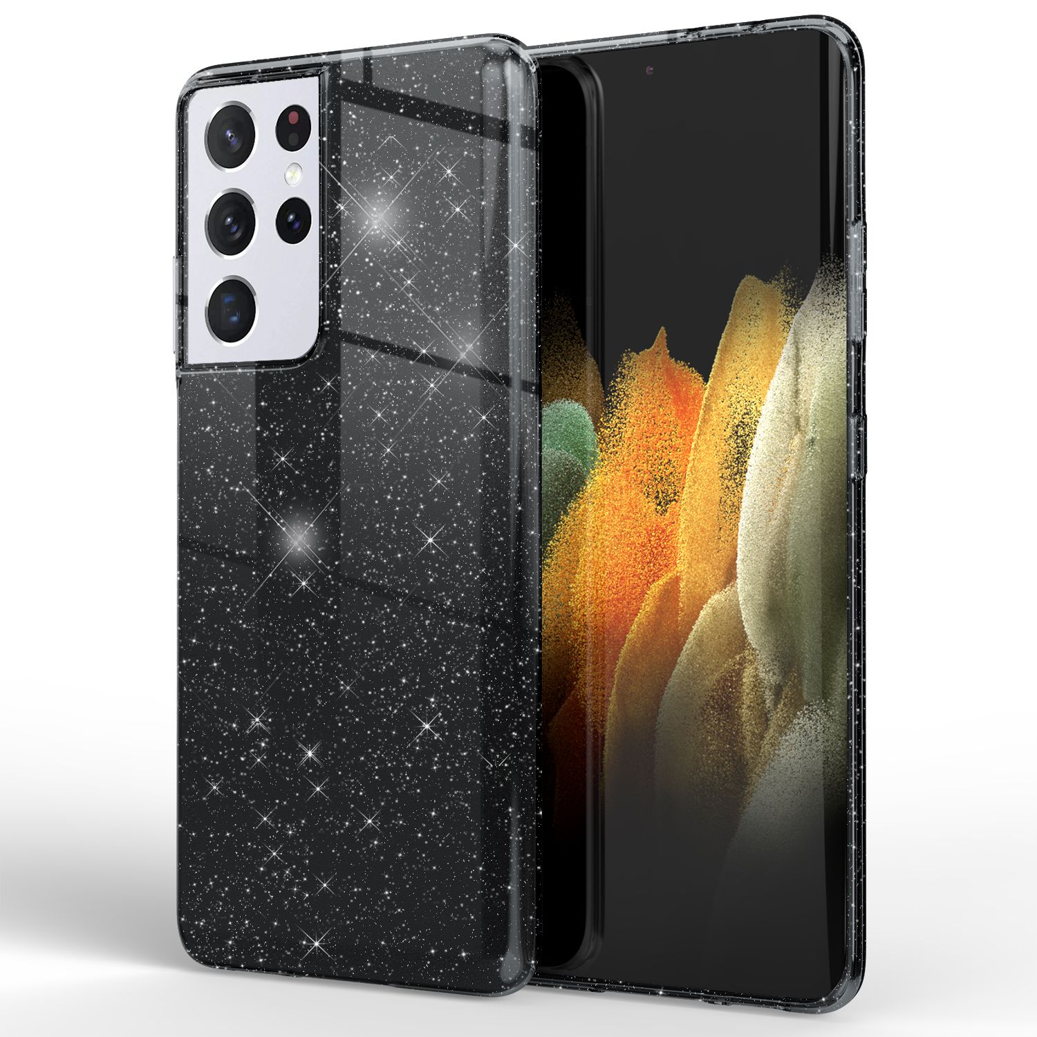 NALIA Glitzer Handy Hülle für Samsung Galaxy S21 Ultra, Diamant Cover Bling Case