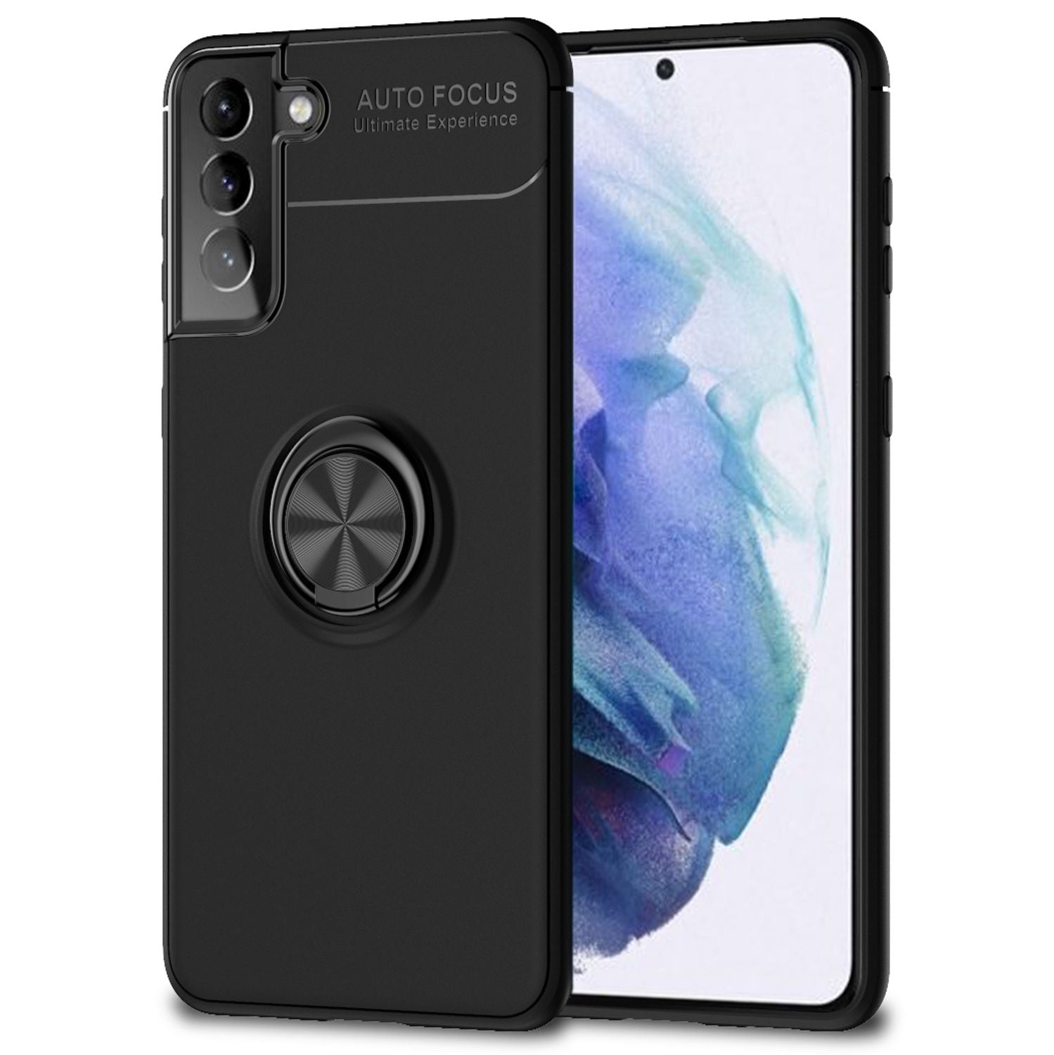 NALIA Ring Handy Hülle für Samsung Galaxy S21, Schutz Case Tasche Etui Bumper Schwarz NALIA Protective Hülle
