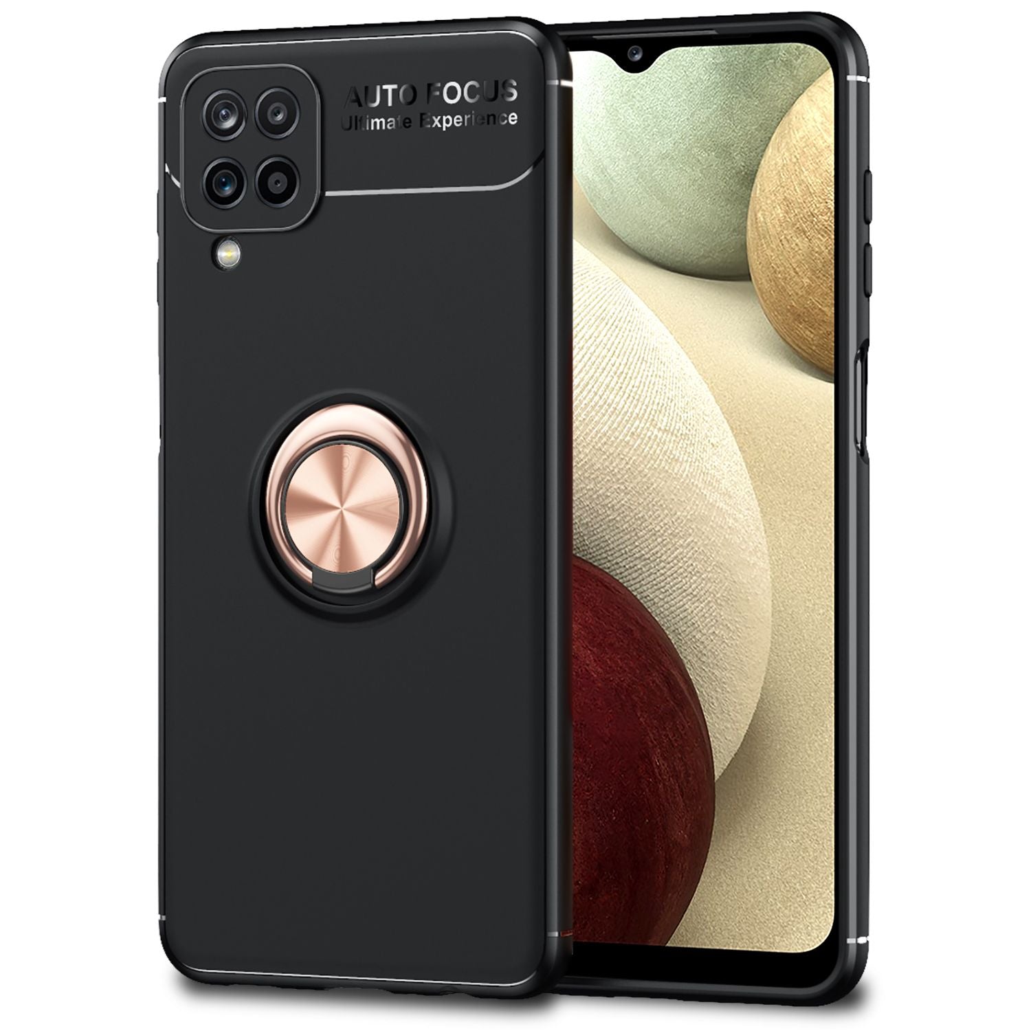 NALIA Ring Handy Hülle für Samsung Galaxy A12, Schutz Case Tasche Etui Bumper Rose Gold NALIA Protective Hülle