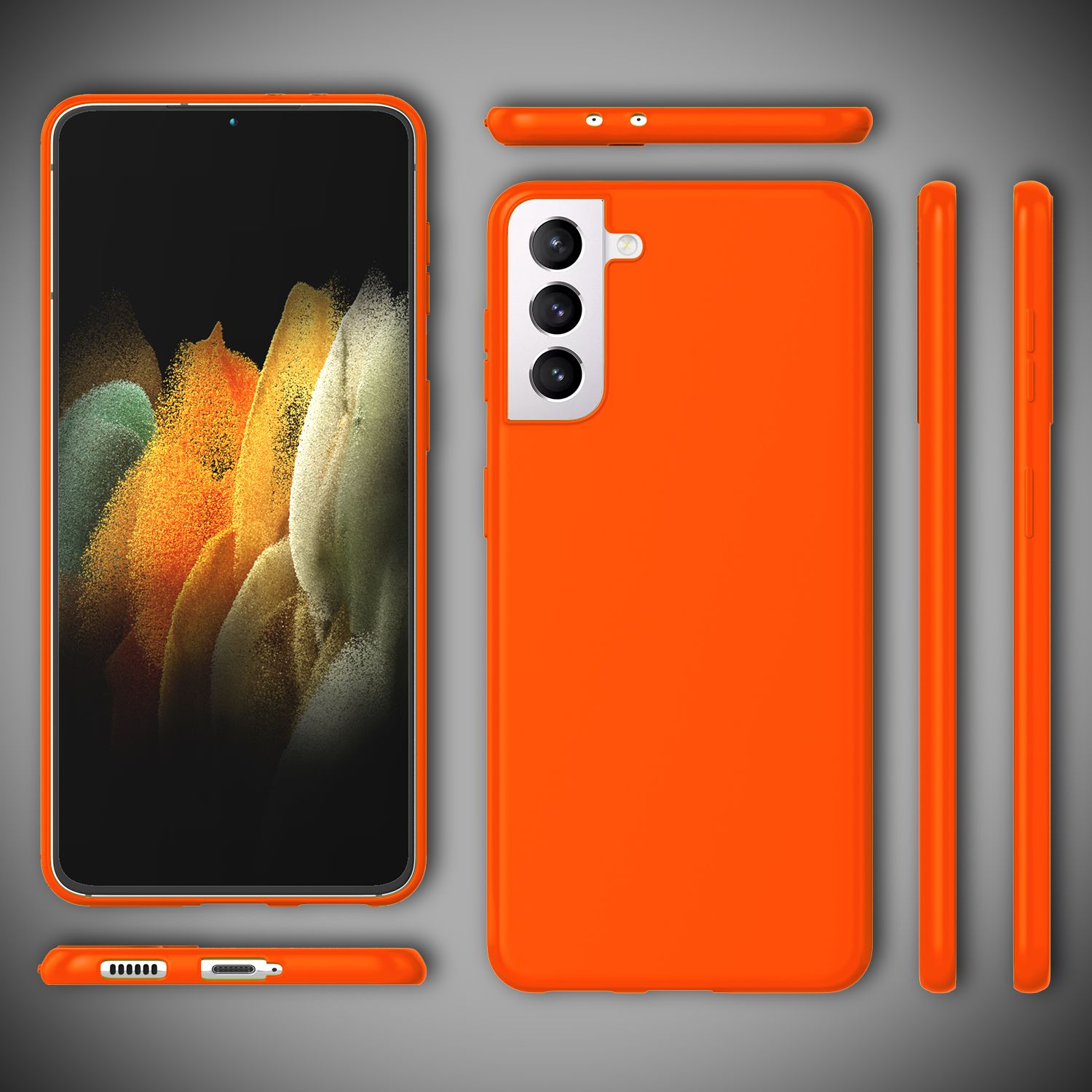 NALIA Neon Handy Hülle für Samsung Galaxy S21, Silikon Case Cover Bumper Etui Orange NALIA Neon Hülle