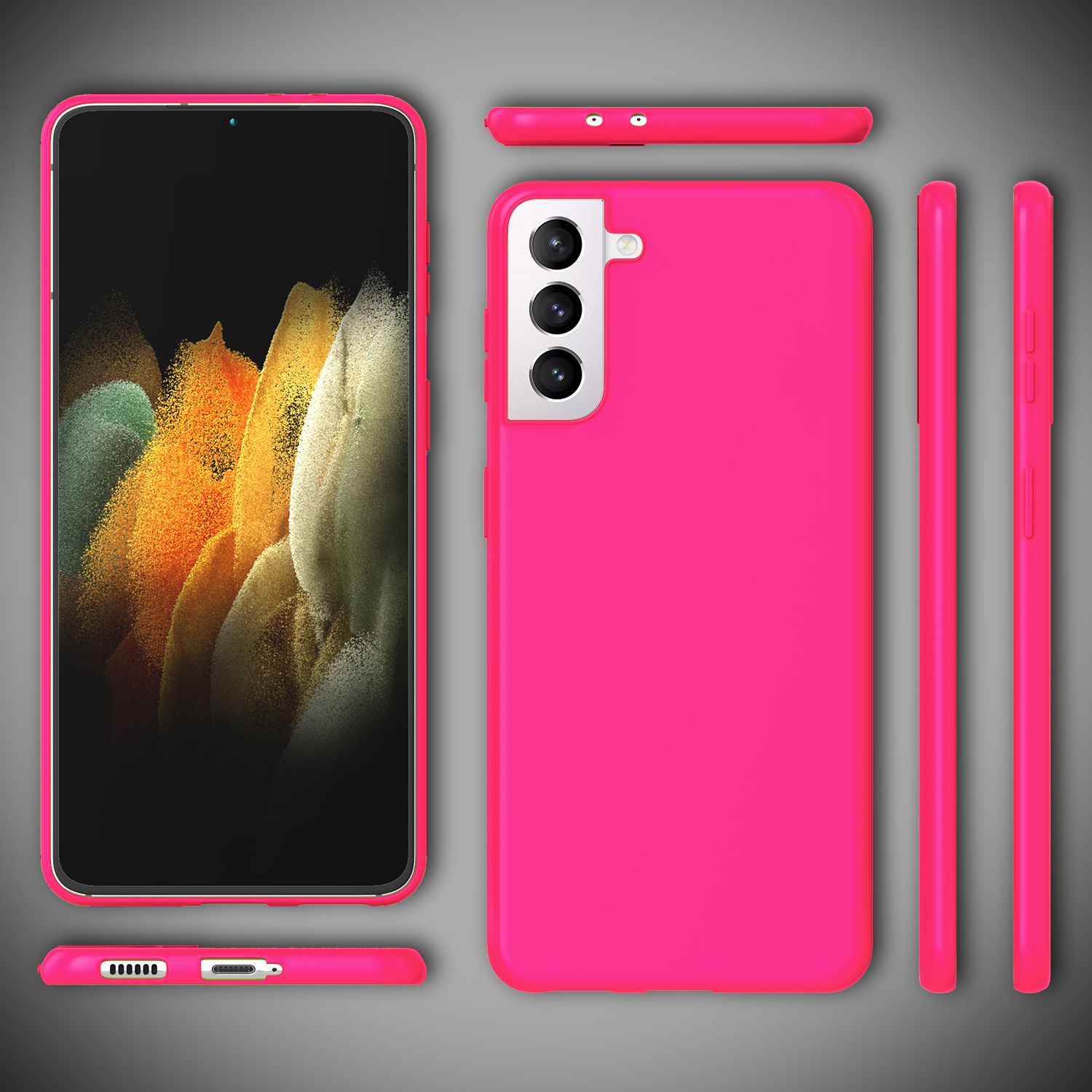 NALIA Neon Handy Hülle für Samsung Galaxy S21, Silikon Case Cover Bumper Etui Pink NALIA Neon Hülle
