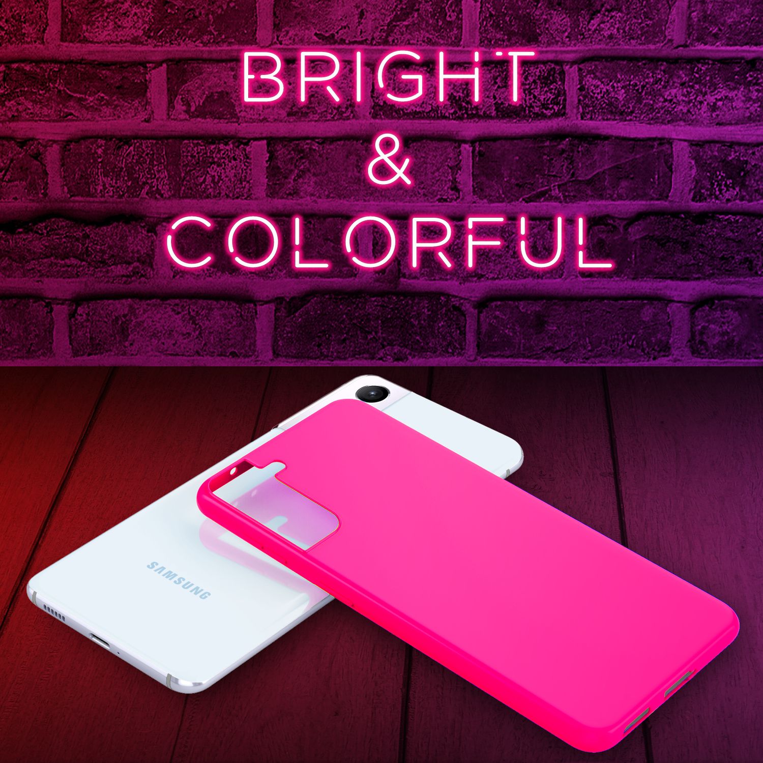 NALIA Neon Handy Hülle für Samsung Galaxy S21 Plus, Silikon Case Cover Bumper Pink NALIA Protective Hülle