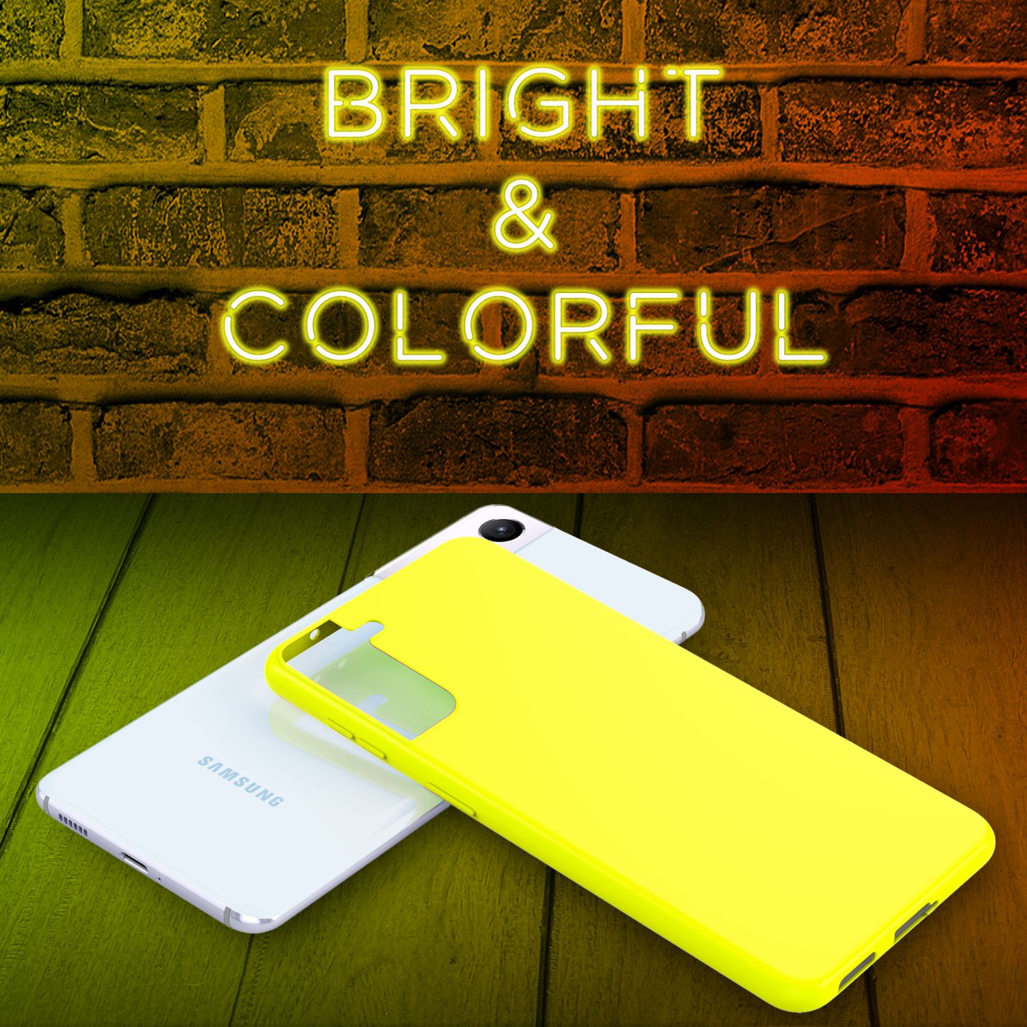 NALIA Neon Handy Hülle für Samsung Galaxy S21 Plus, Silikon Case Cover Bumper Gelb NALIA Protective Hülle
