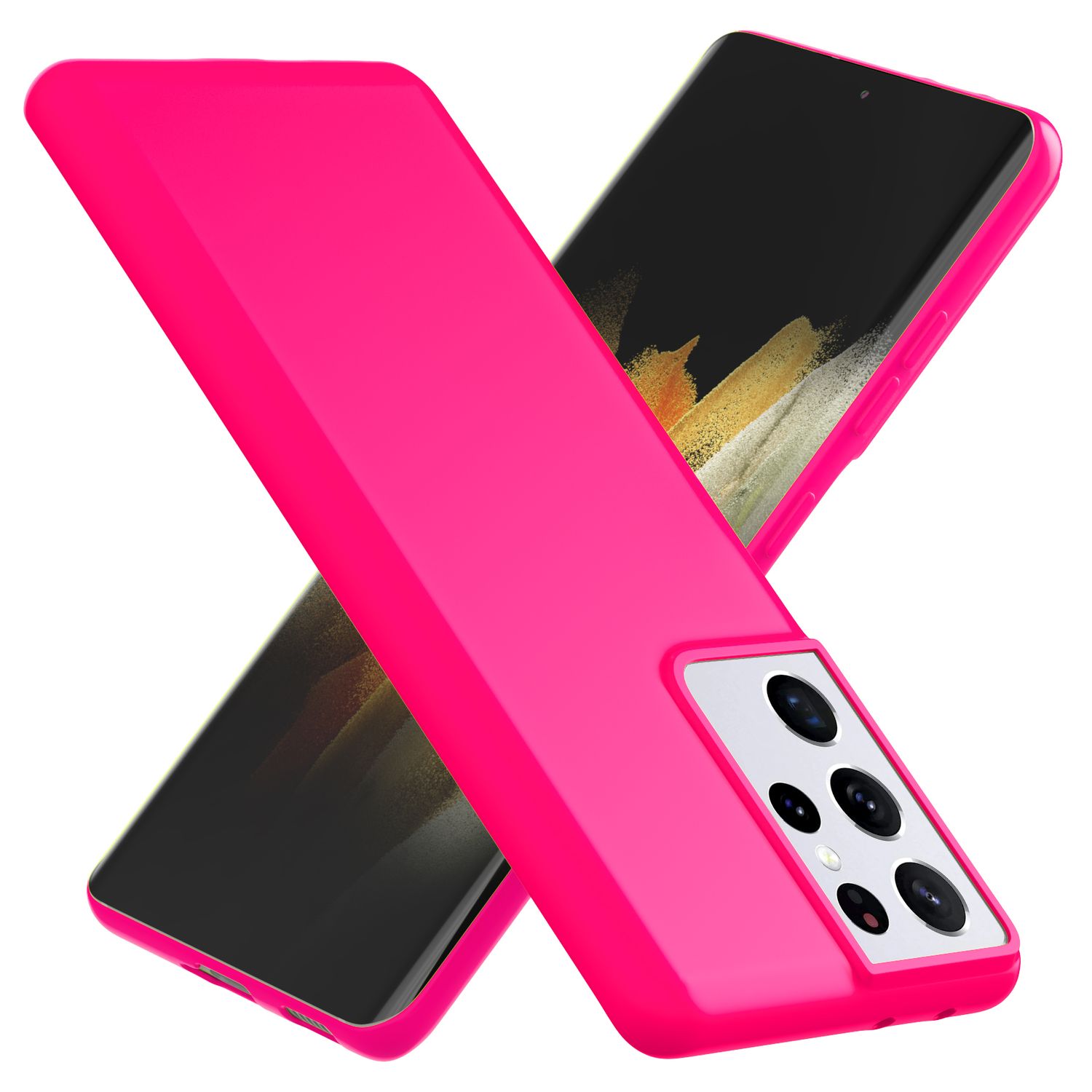 NALIA Neon Handy Hülle für Samsung Galaxy S21 Ultra, Silikon Case Cover Bumper