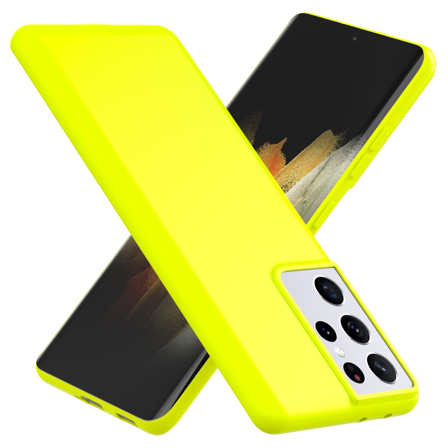 NALIA Neon Handy Hülle für Samsung Galaxy S21 Ultra, Silikon Case Cover Bumper Gelb NALIA Neon Hülle