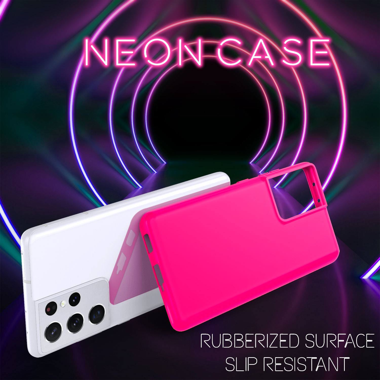 NALIA Neon Handy Hülle für Samsung Galaxy S21 Ultra, Silikon Case Cover Bumper Pink NALIA Neon Hülle