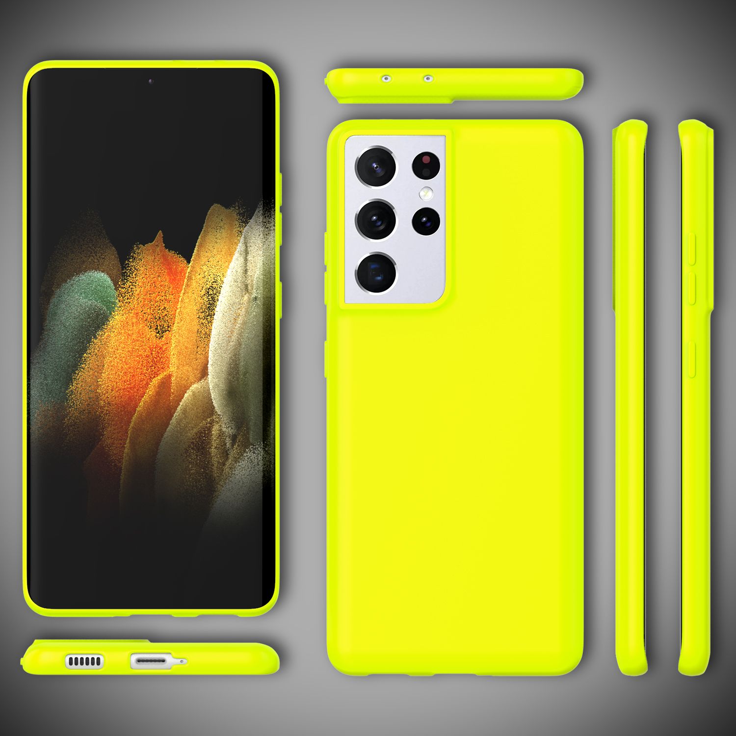 NALIA Neon Handy Hülle für Samsung Galaxy S21 Ultra, Silikon Case Cover Bumper Gelb NALIA Neon Hülle