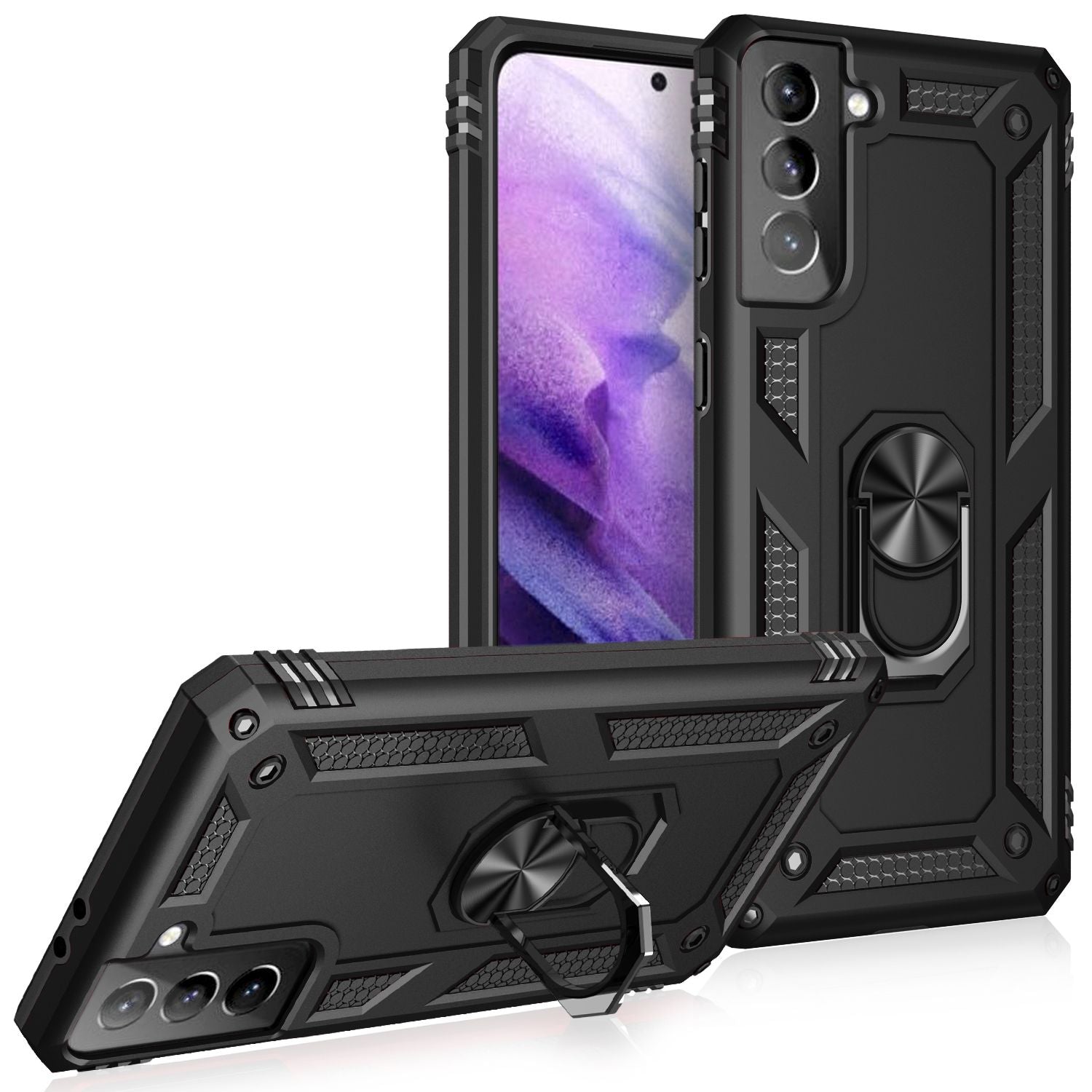 NALIA Ring Handy Hülle für Samsung Galaxy S21 Plus, Schutz Tasche Cover Case Schwarz NALIA Protective Hülle