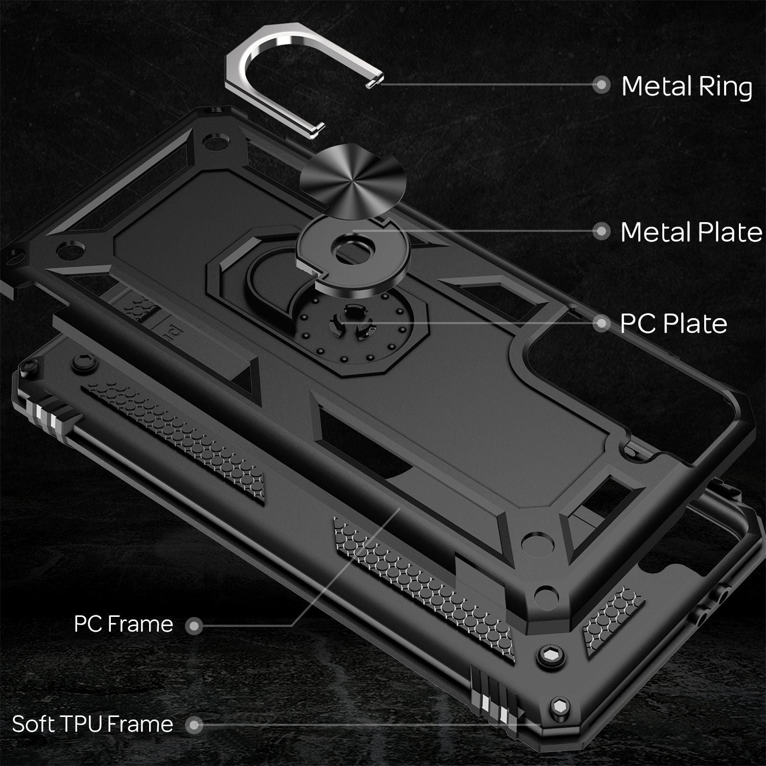 NALIA Ring Handy Hülle für Samsung Galaxy S21 Plus, Schutz Tasche Cover Case Schwarz NALIA Protective Hülle