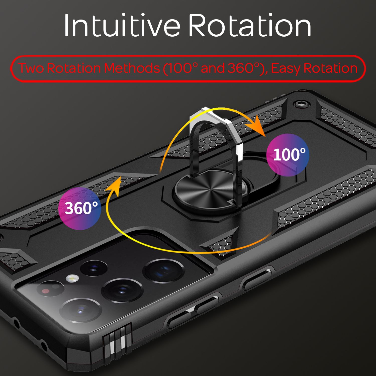 NALIA Ring Handy Hülle für Samsung Galaxy S21 Ultra, Schutz Tasche Cover Case Schwarz NALIA Outdoor Hülle