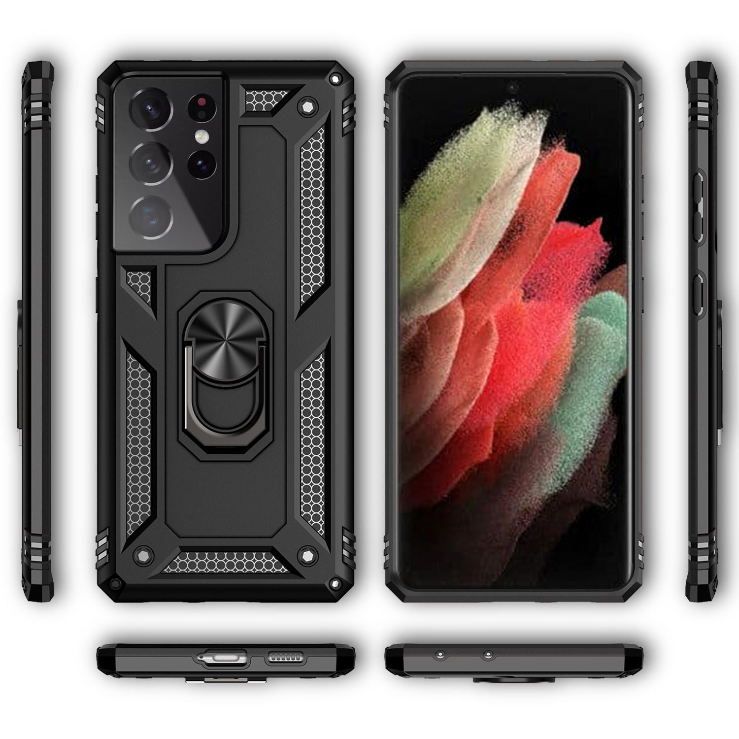 NALIA Outdoor Ring Hülle Samsung Galaxy S21 Ultra Case 360° stoßfest NALIA Outdoor Hülle
