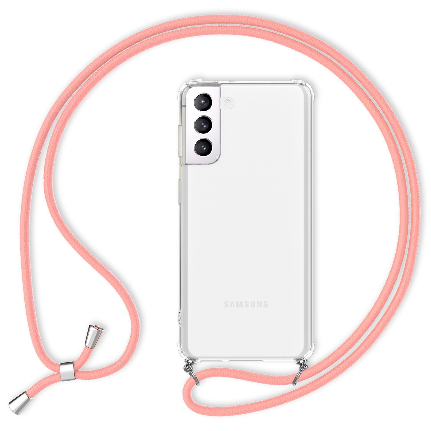 NALIA Handykette mit Hülle Samsung Galaxy S21 Case Crossbody verstellbar Pink NALIA Transparente Hülle