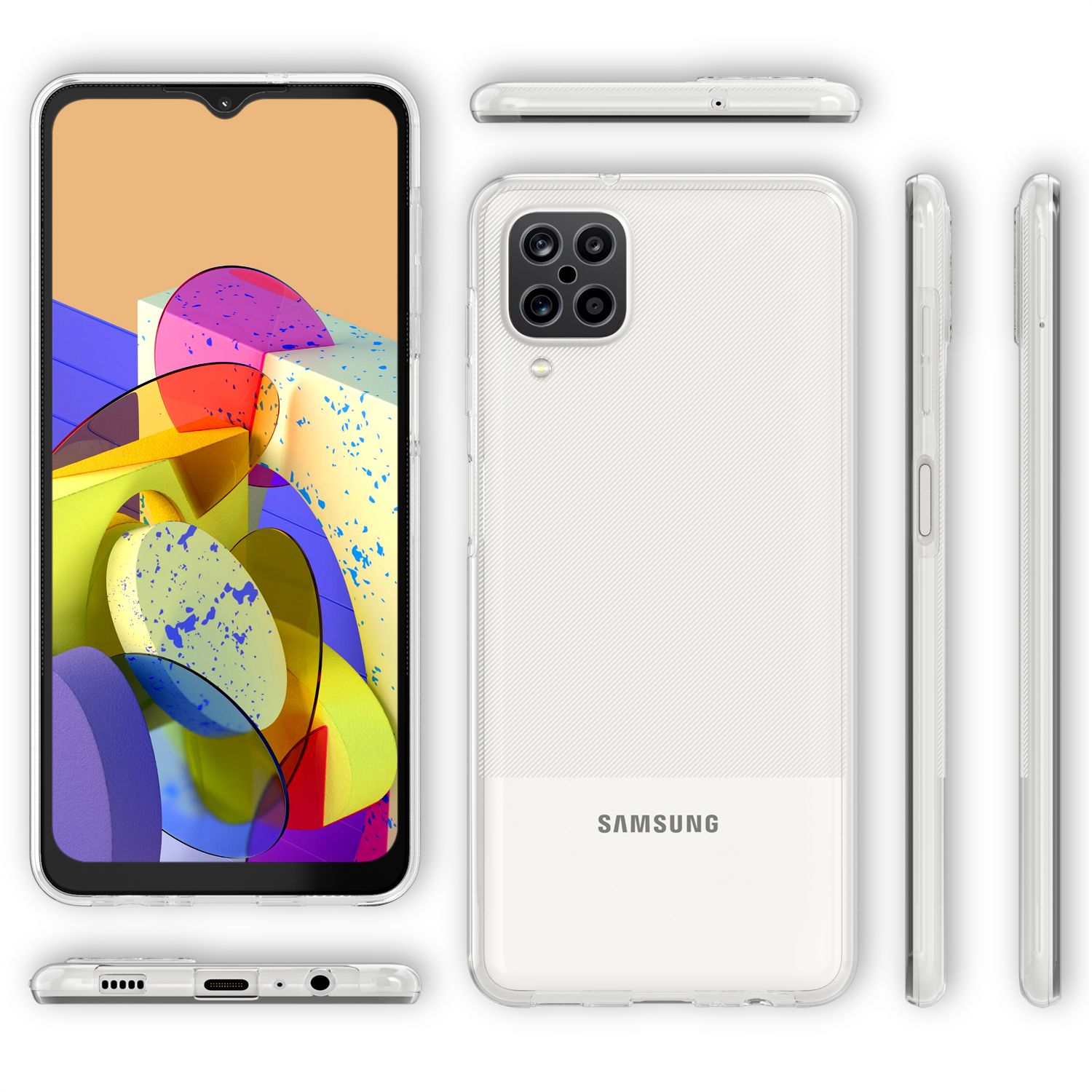 NALIA Klare 360° Handy Hülle für Samsung Galaxy A12, Full Cover Schutz Hard Case Default Title NALIA Transparente Hülle