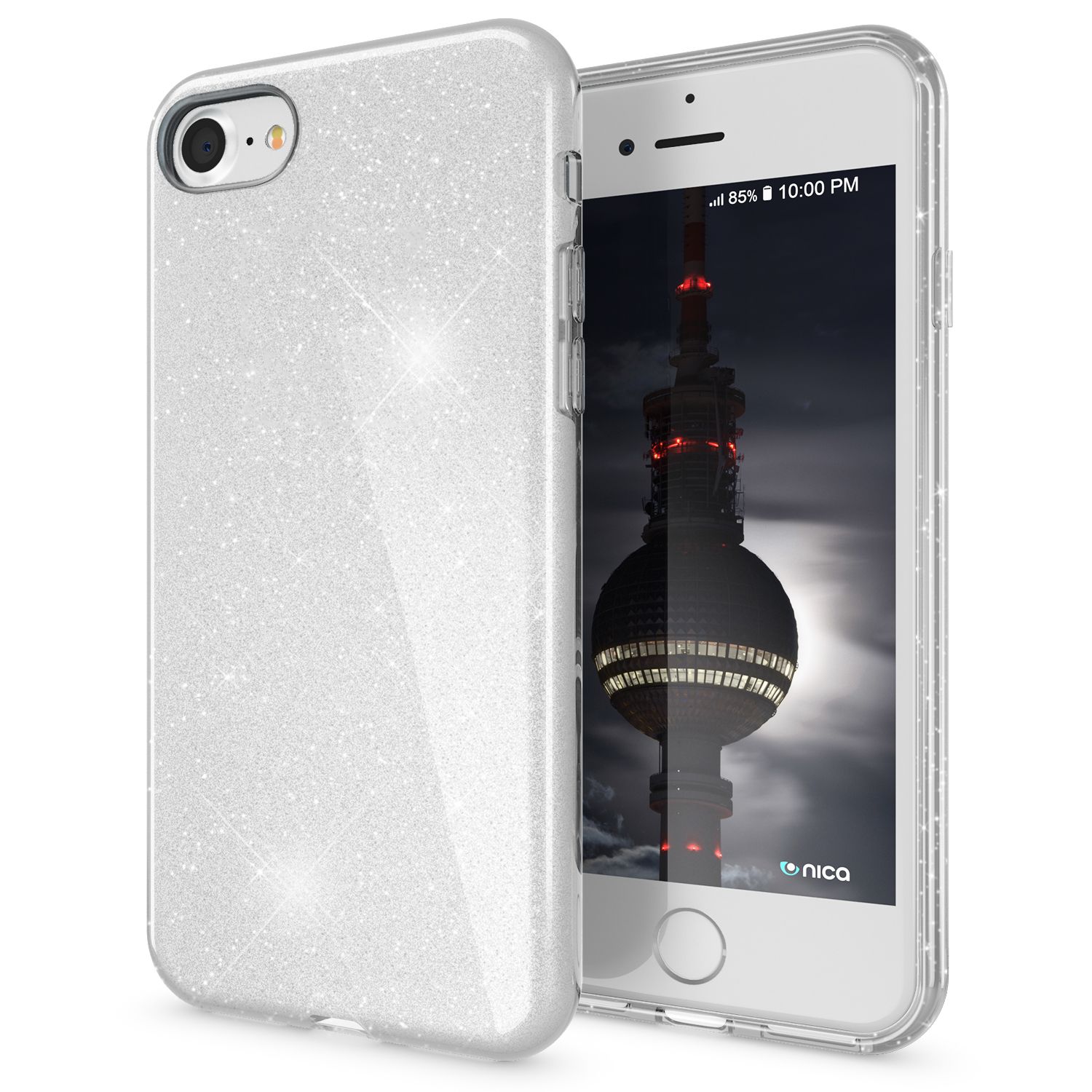 NALIA iPhone SE 2022 / SE 2020 / iP 8 / iP 7 - Glitzer Hülle Bling Case Handy