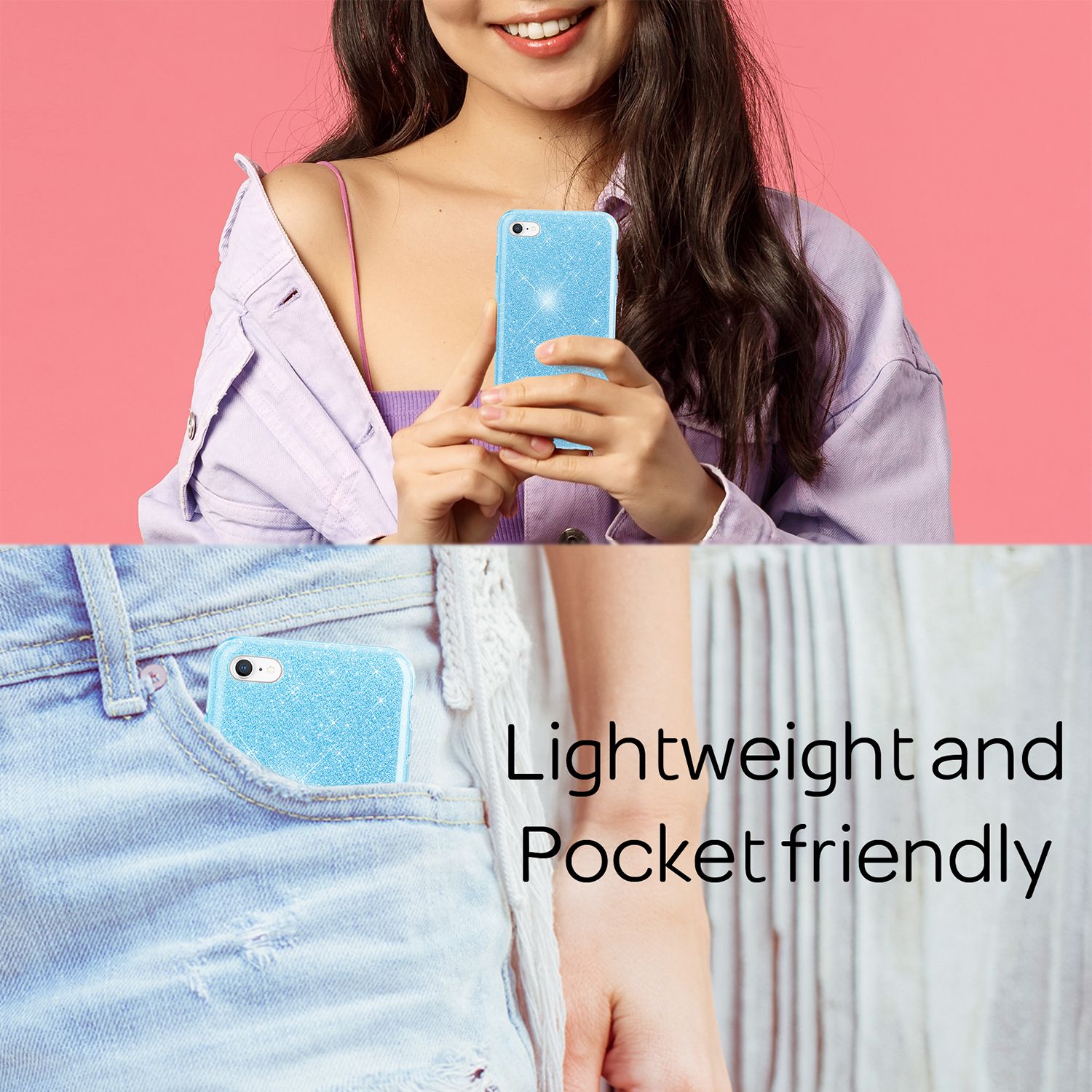 NALIA iPhone SE 2022 / SE 2020 / iP 8 / iP 7 - Glitzer Hülle Bling Case Handy