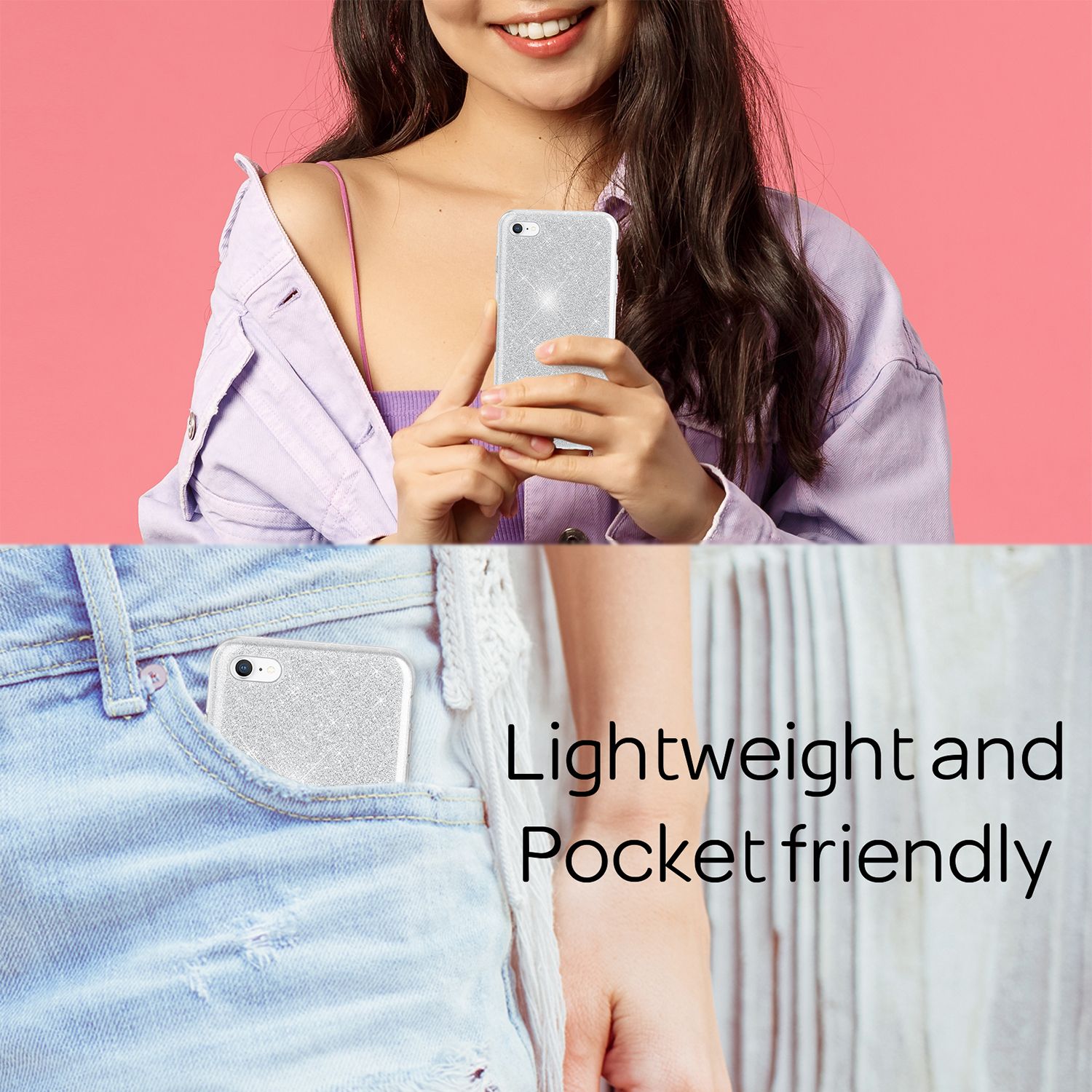 NALIA iPhone SE 2022 / SE 2020 / iP 8 / iP 7 - Glitzer Hülle Bling Case Handy