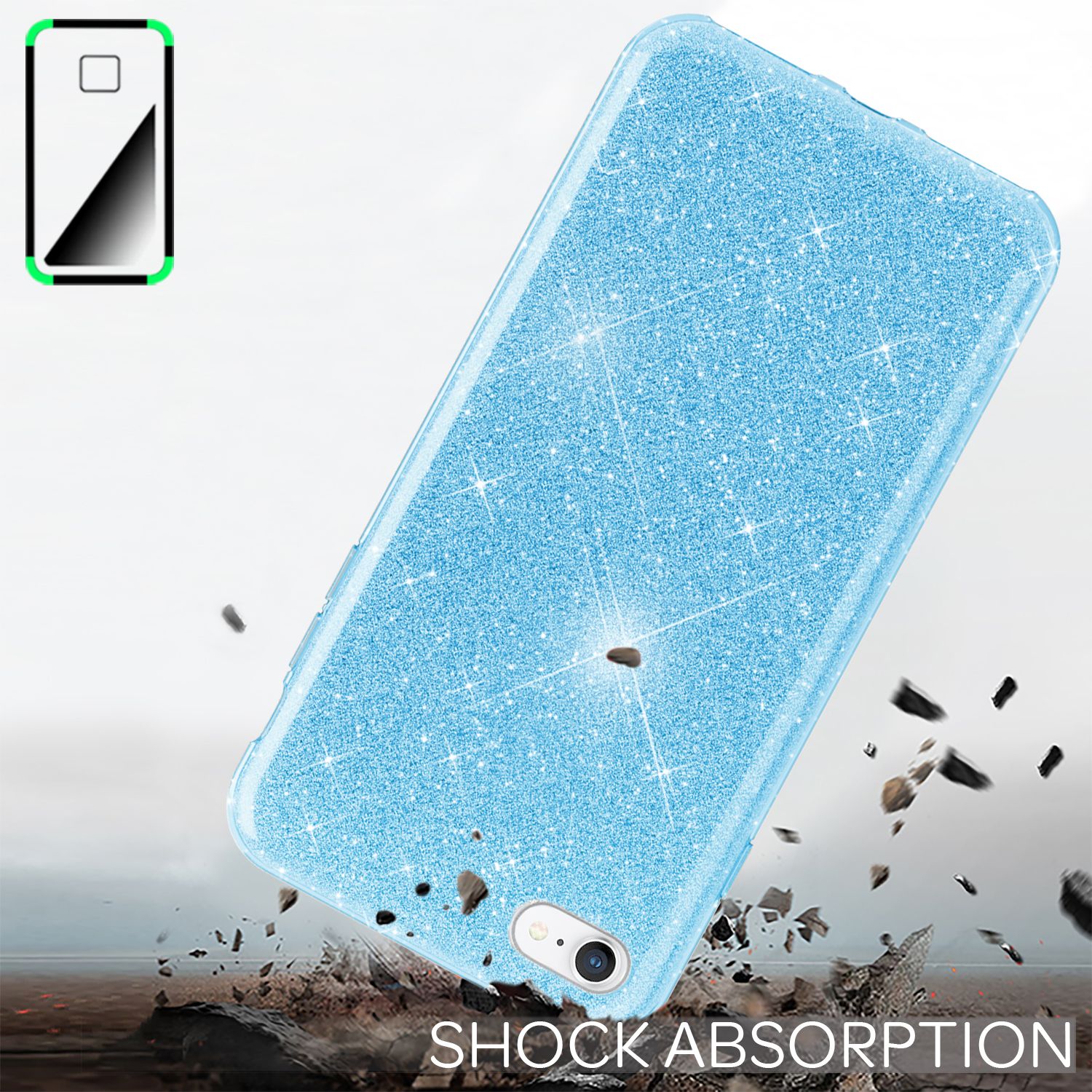 NALIA iPhone SE 2022 / SE 2020 / iP 8 / iP 7 - Glitzer Hülle Bling Case Handy