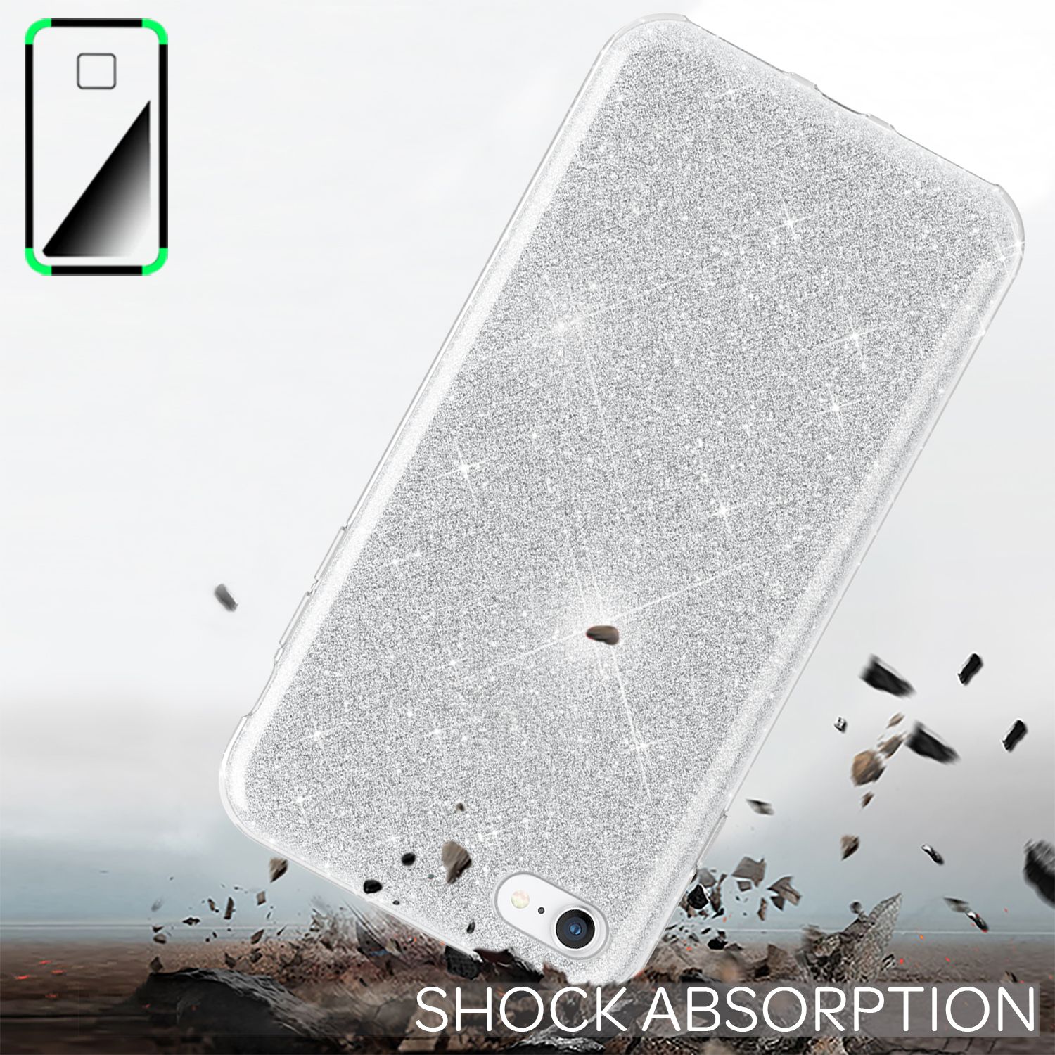 NALIA iPhone SE 2022 / SE 2020 / iP 8 / iP 7 - Glitzer Hülle Bling Case Handy