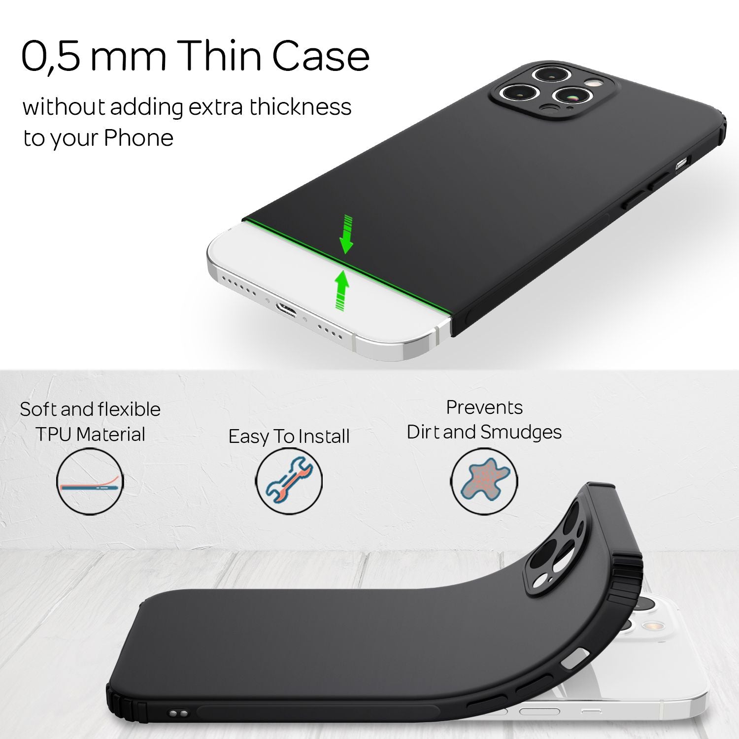 NALIA Handy Hülle für iPhone 12 Pro Max, Extra Dünn Silikon Cover Case Bumper Default Title NALIA Protective Hülle