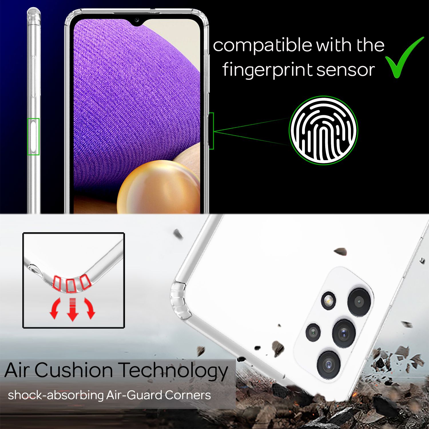 NALIA Klare Handy Hülle für Samsung Galaxy A32 5G, Transparent Hard Back Cover