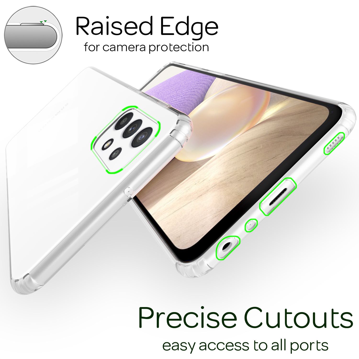 NALIA Klare Handy Hülle für Samsung Galaxy A32 5G, Transparent Hard Back Cover