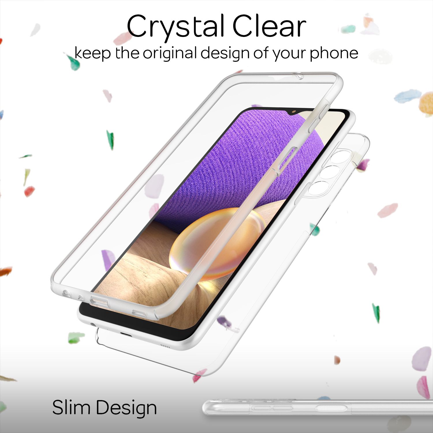 NALIA 360 Grad Handy Hülle für Samsung Galaxy A32 5G, Transparente Schutz Cover Default Title NALIA Transparente Hülle