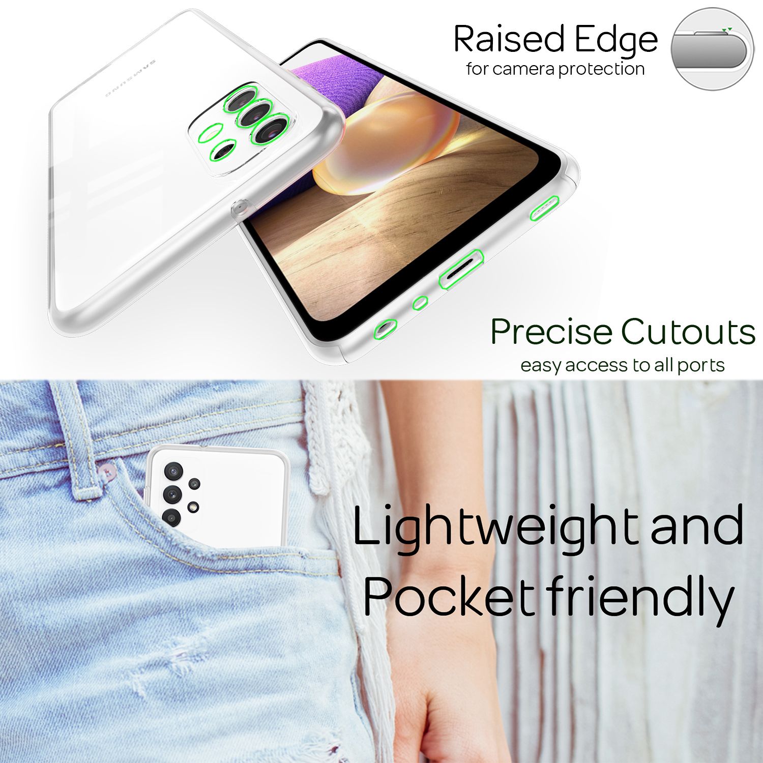 NALIA 360 Grad Handy Hülle für Samsung Galaxy A32 5G, Transparente Schutz Cover Default Title NALIA Transparente Hülle