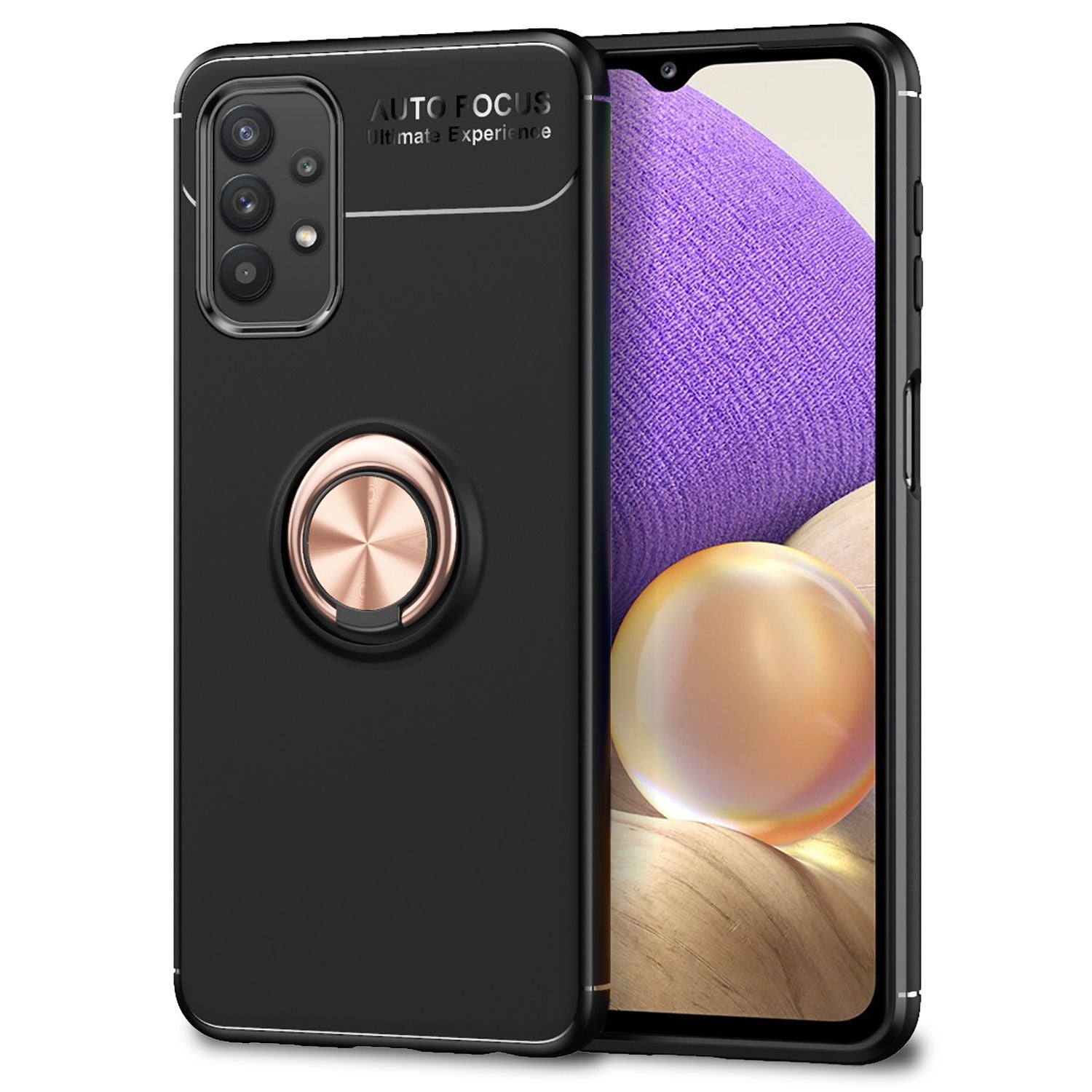 NALIA Ring Handy Hülle für Samsung Galaxy A32 5G, Silikon Cover 360 Grad Halter Rose Gold NALIA Protective Hülle