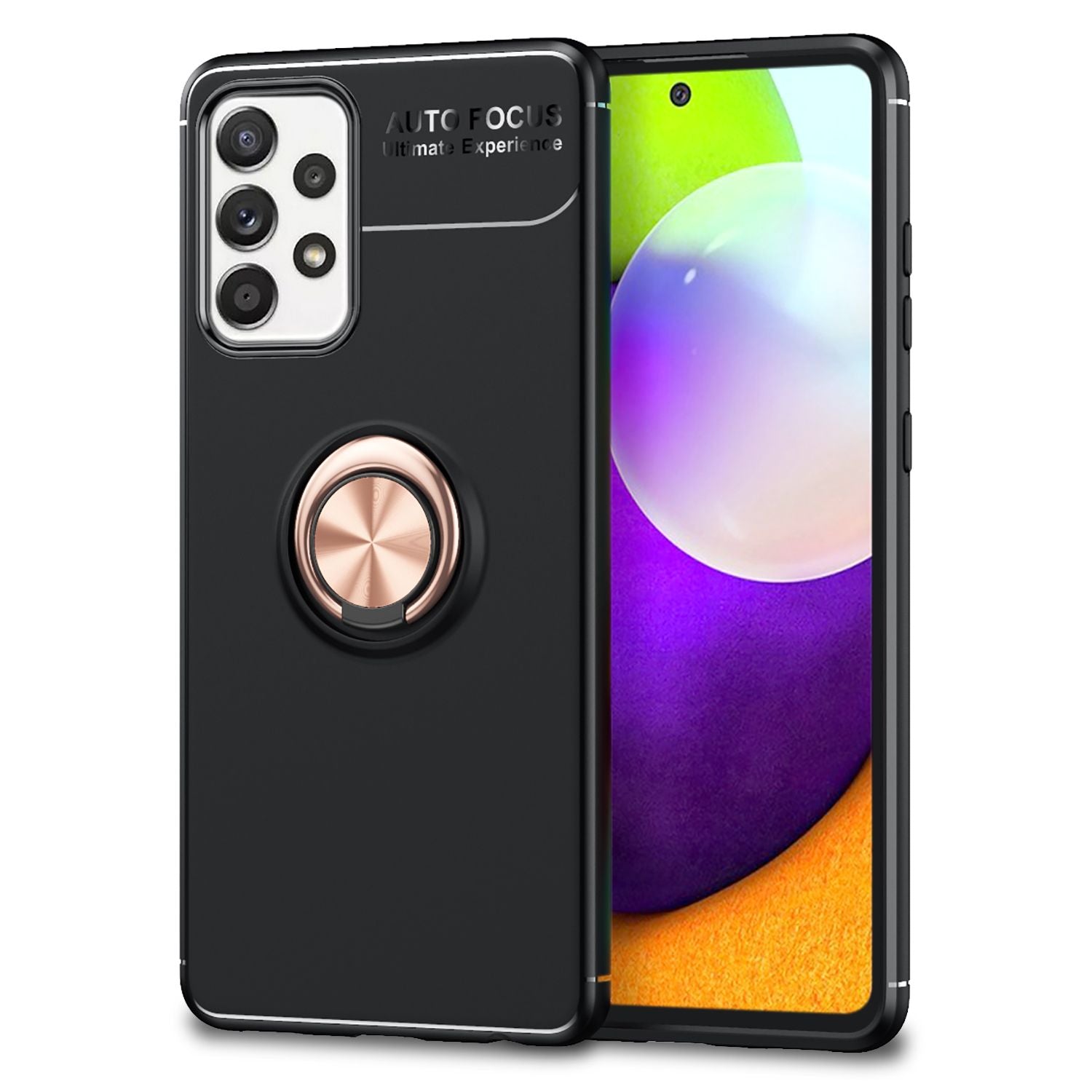 NALIA Ring Handy Hülle für Samsung Galaxy A52 5G / A52 / A52s 5G, Silikon Cover Rose Gold NALIA Protective Hülle