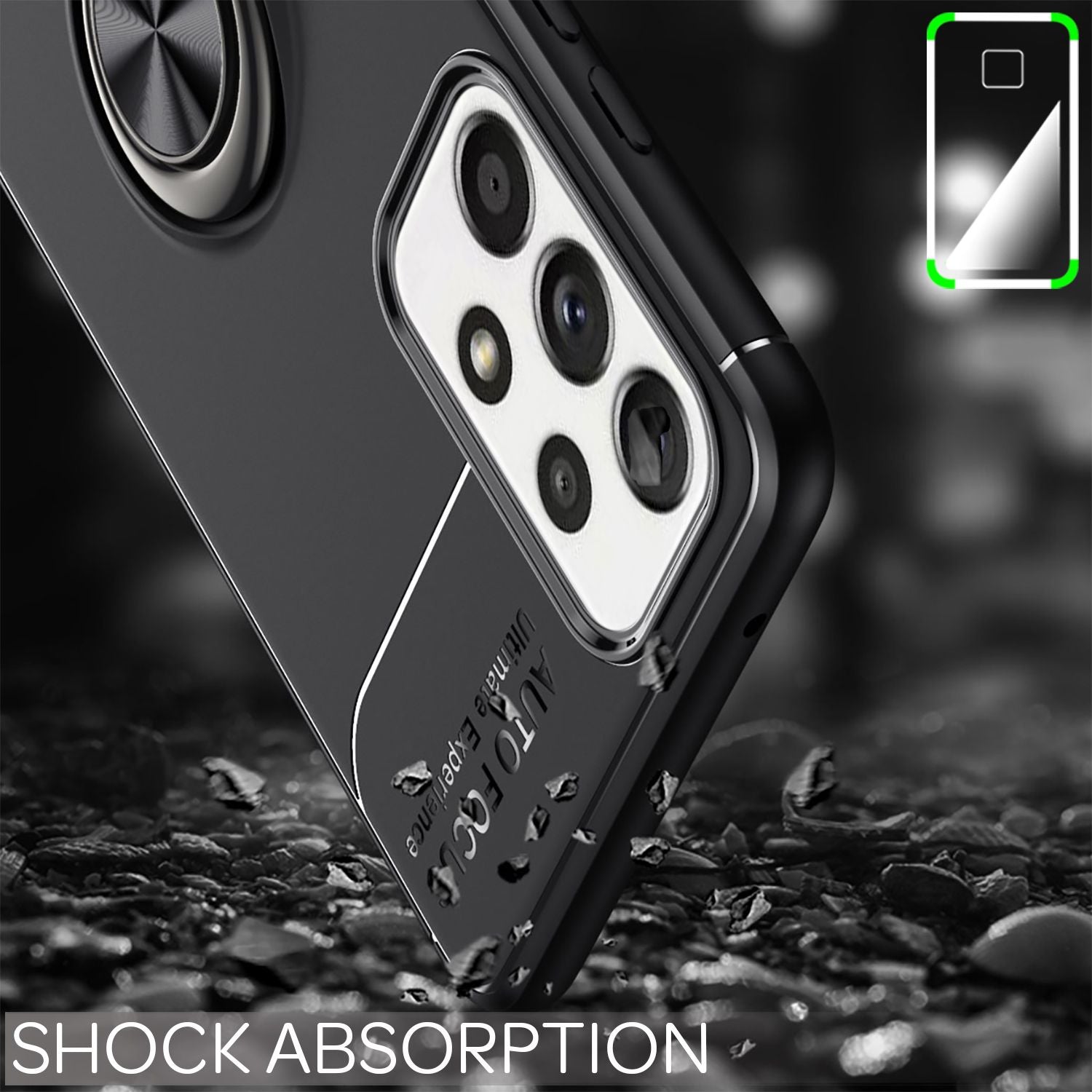 NALIA Ring Handy Hülle für Samsung Galaxy A52 5G / A52 / A52s 5G, Silikon Cover Schwarz NALIA Protective Hülle