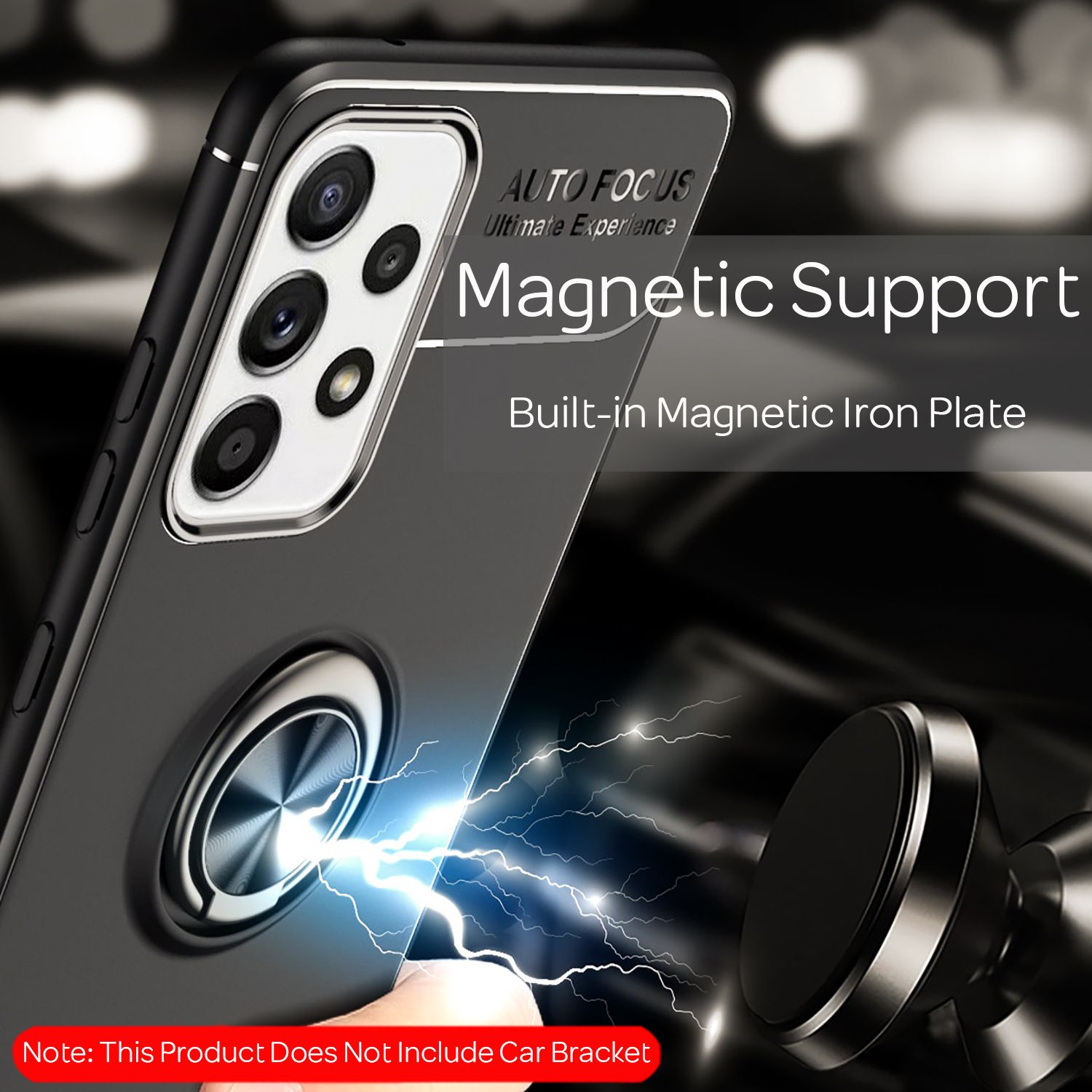 NALIA Ring Handy Hülle für Samsung Galaxy A52 5G / A52 / A52s 5G, Silikon Cover Schwarz NALIA Protective Hülle