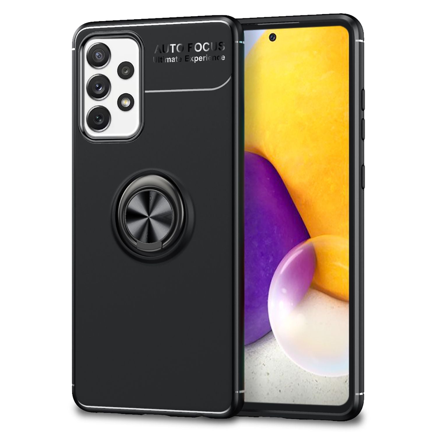 NALIA Ring Handyhülle für Samsung Galaxy A72, Silikon Cover Schutz Tasche Case Schwarz NALIA Protective Hülle